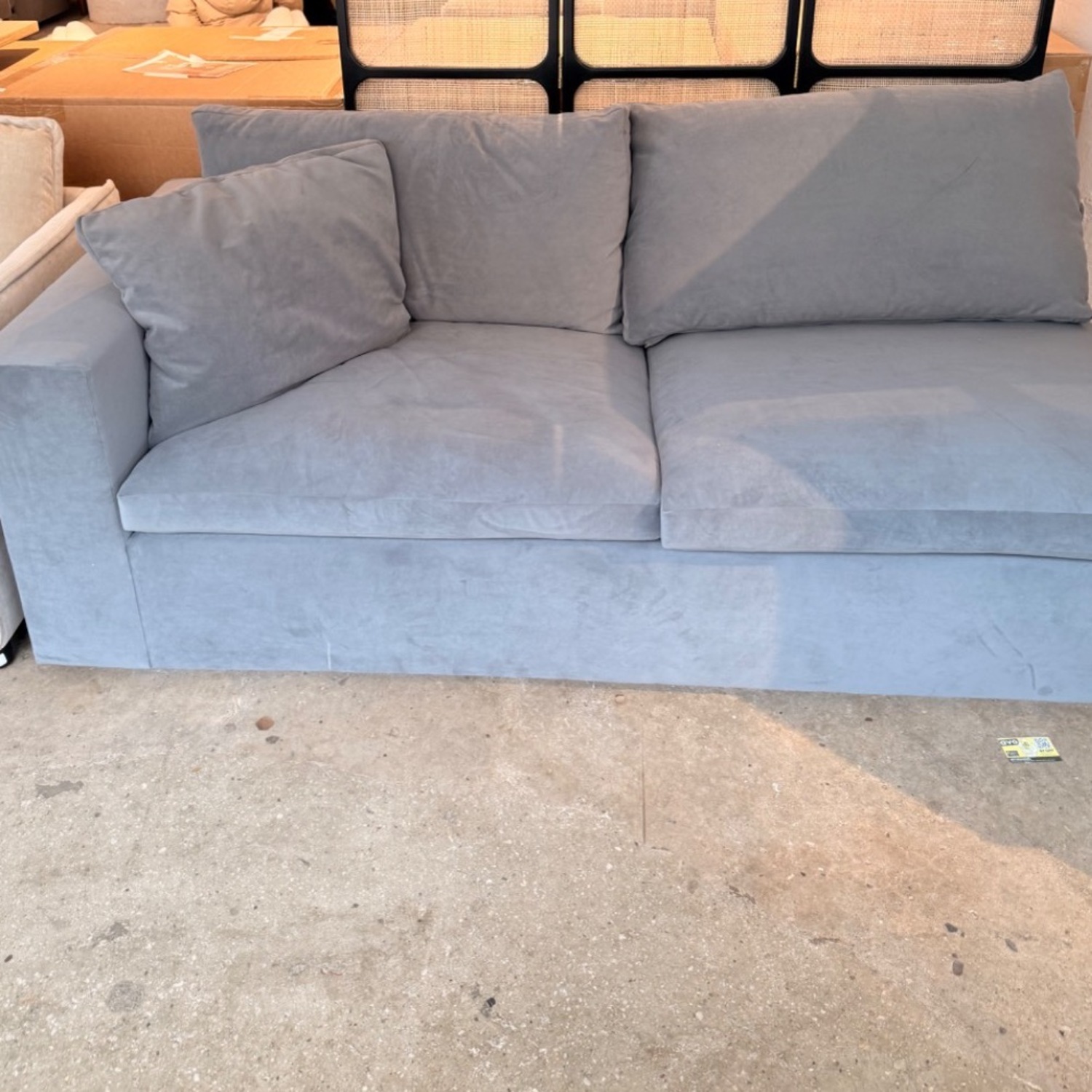 West Elm Harmony Pewter Velvet 2 Seater Sofa - image-5