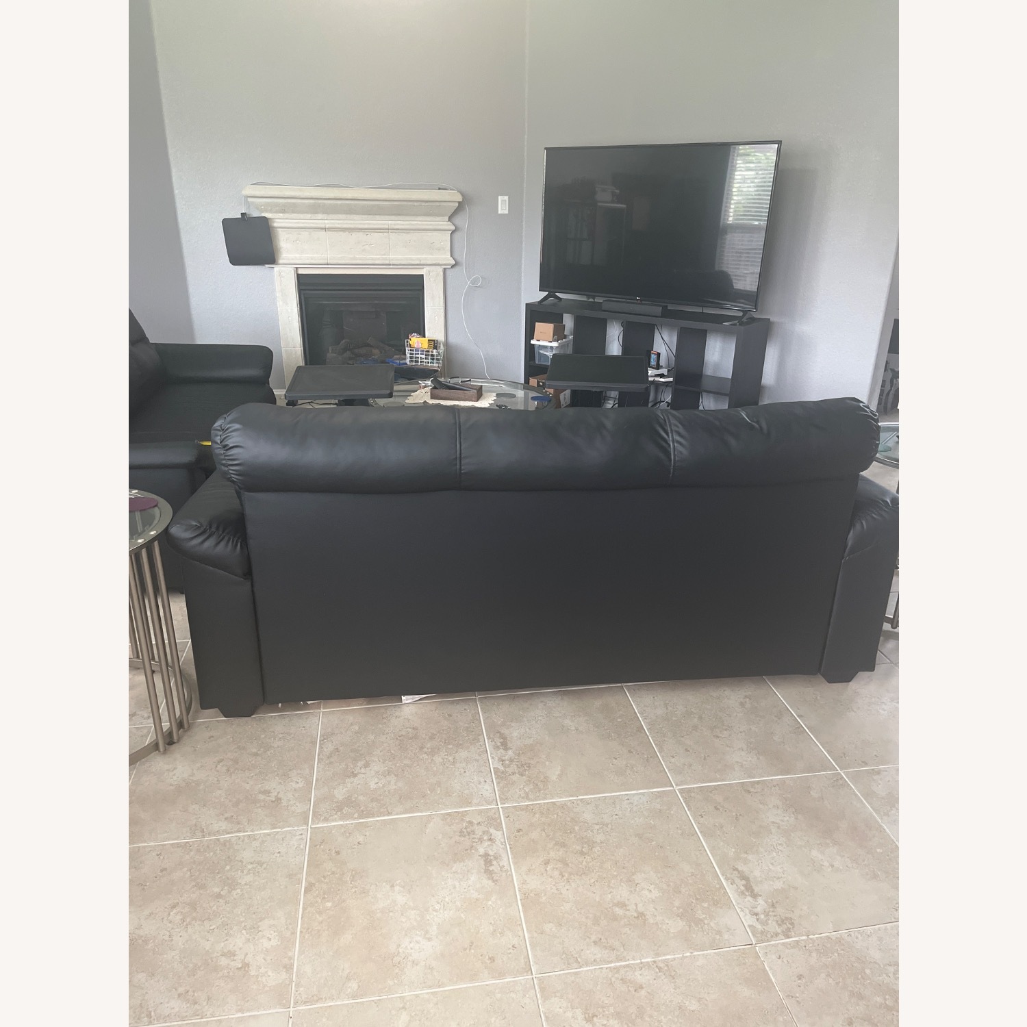Ashley Furniture Black Leather 3+ Seater Sofa - image-9