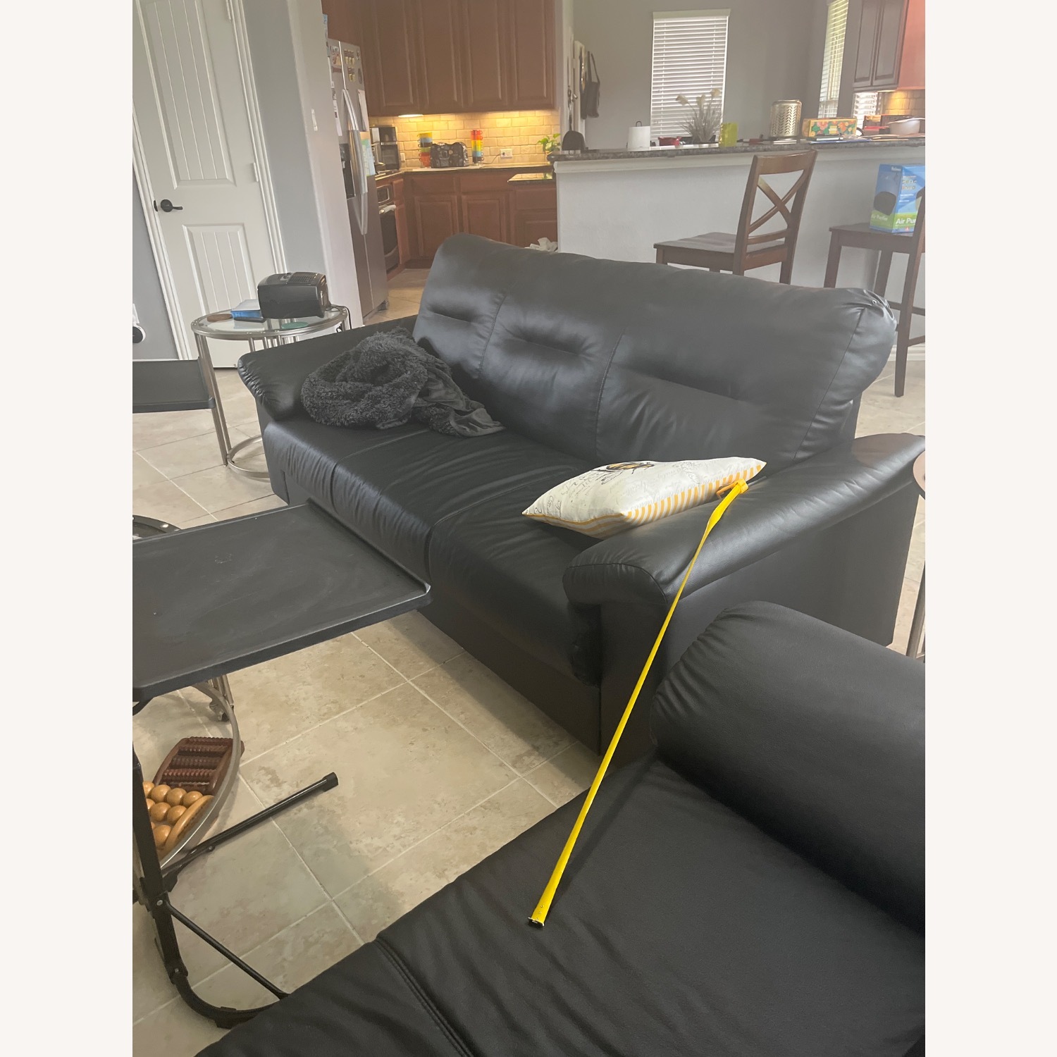 Ashley Furniture Black Leather 3+ Seater Sofa - image-5