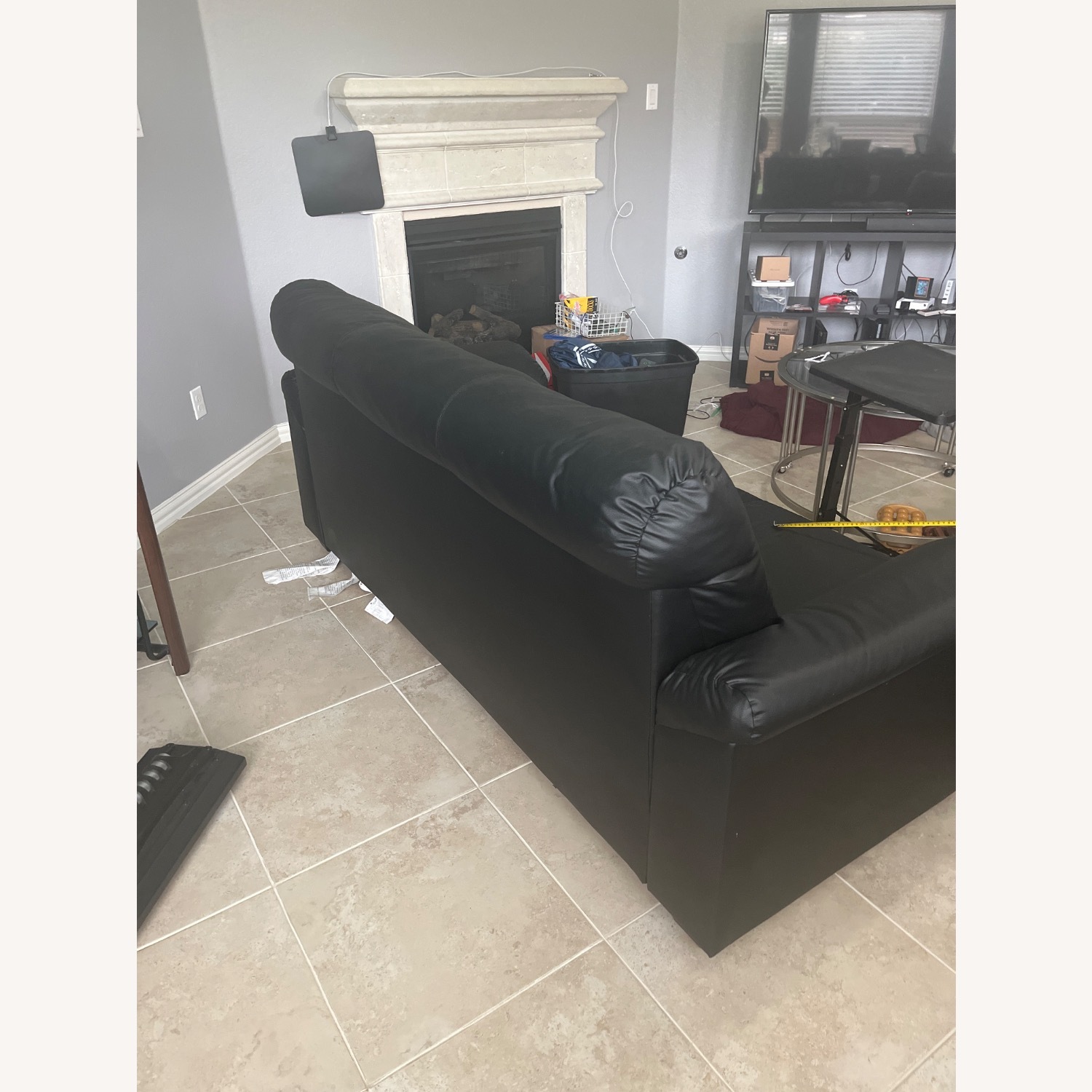 Ashley Furniture Black Leather 3+ Seater Sofa - image-10