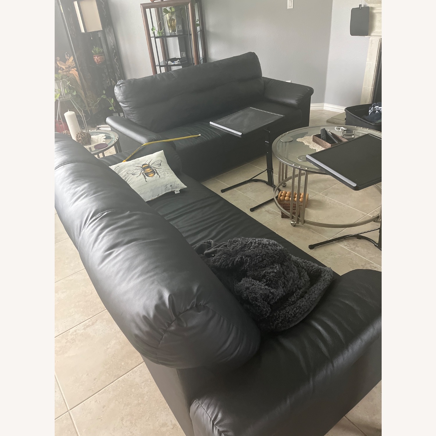 Ashley Furniture Black Leather 3+ Seater Sofa - image-2