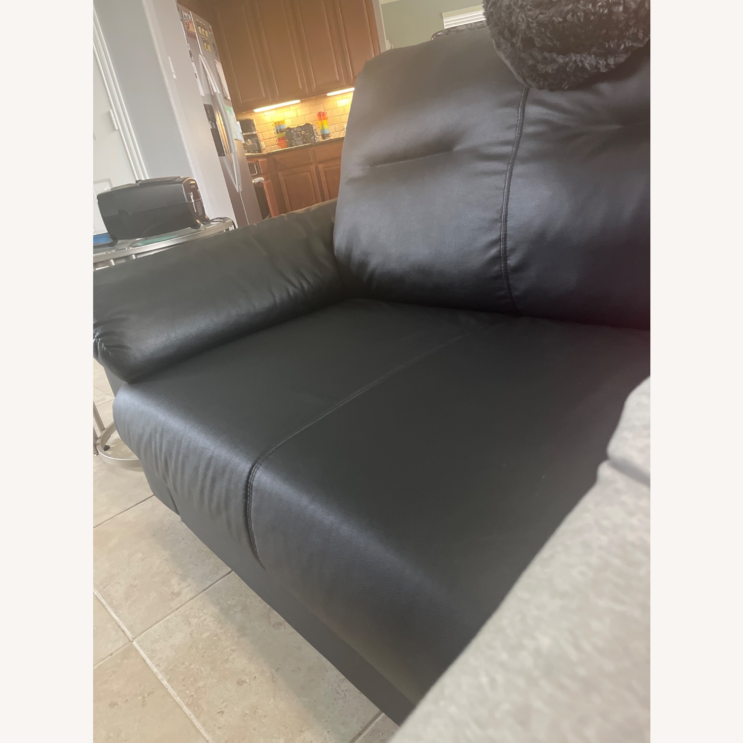 Ashley Furniture Black Leather 3+ Seater Sofa - image-8