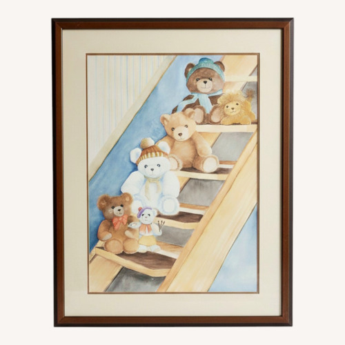 Used Bears on the Stairs Painting, Julie Longacre OOAK for sale on AptDeco