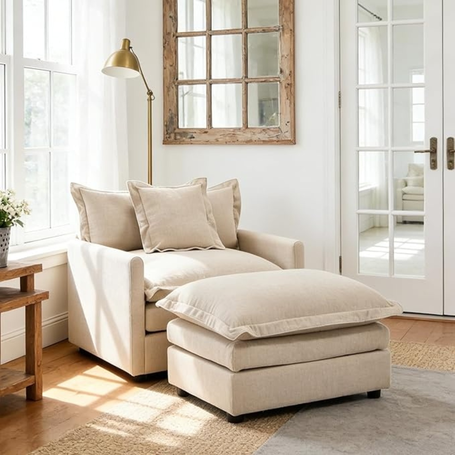Wayfair Cairo White Fabric Chair and a Half - image-5
