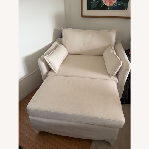 Used Wayfair Cairo White Fabric Chair and a Half for sale on AptDeco