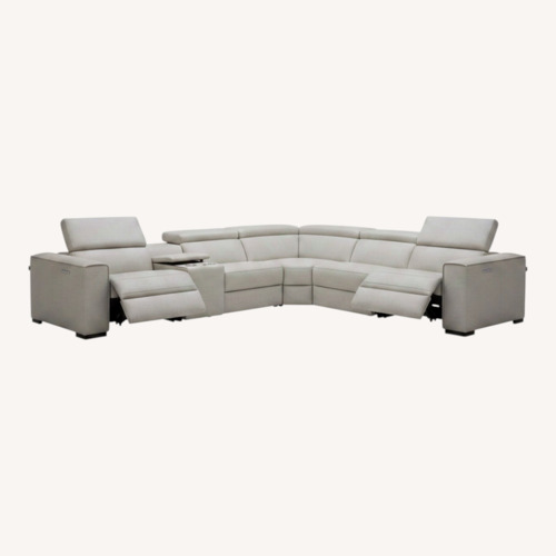 Used J&M Furniture Silver Leather 3+ Seater Sofa for sale on AptDeco