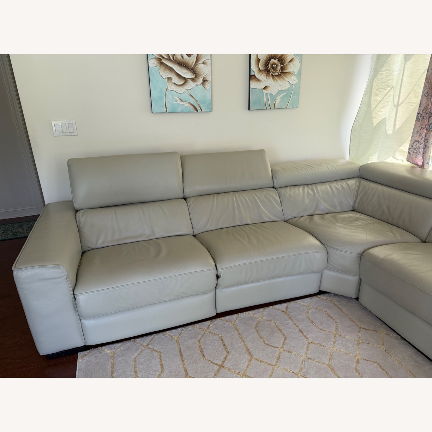 J&M Furniture Silver Leather 3+ Seater Sofa - image-4
