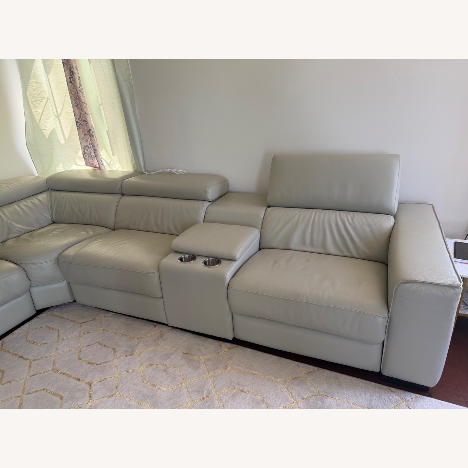 J&M Furniture Silver Leather 3+ Seater Sofa - image-3