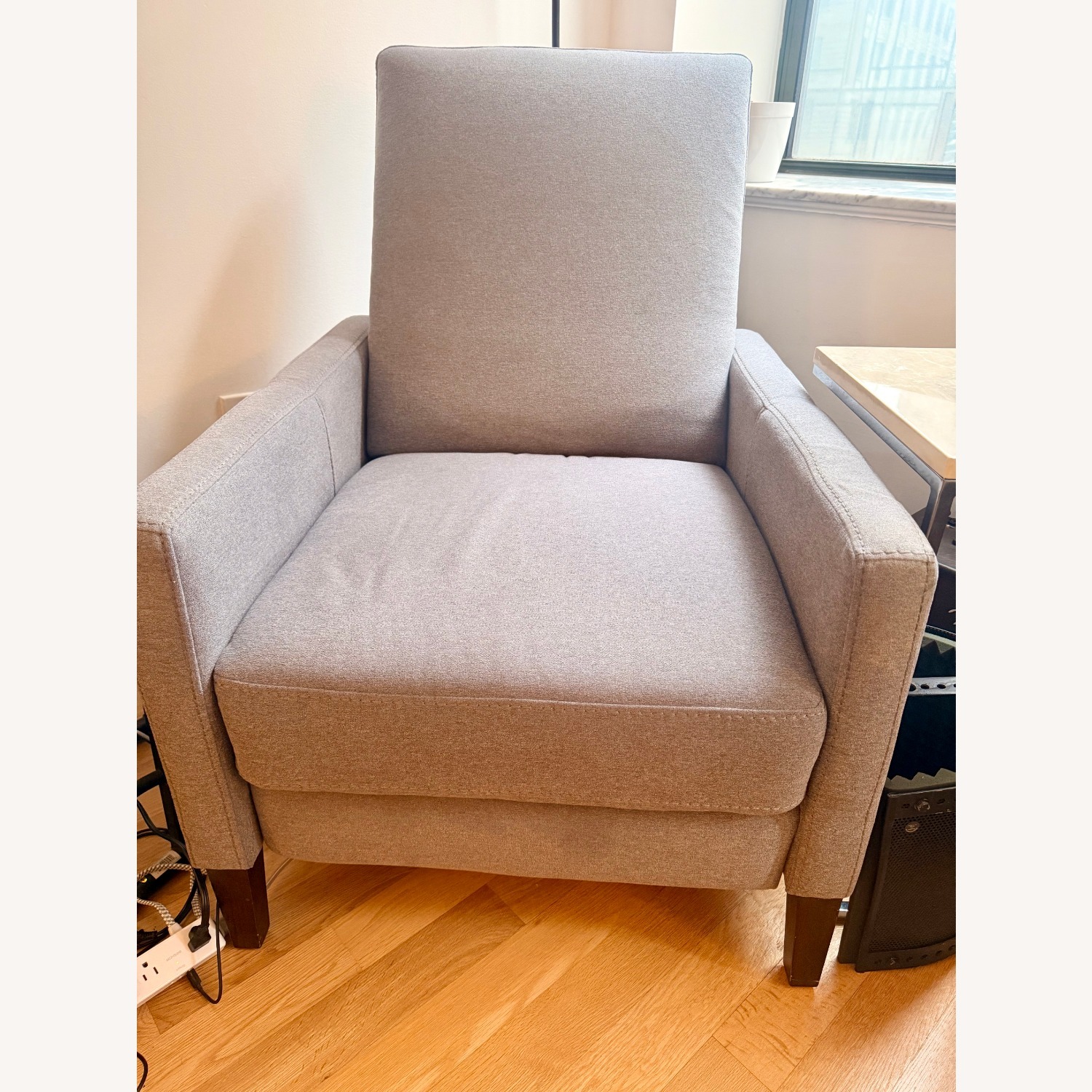 West Elm Push-Back Recliner Gray Heathered Tweed - image-3
