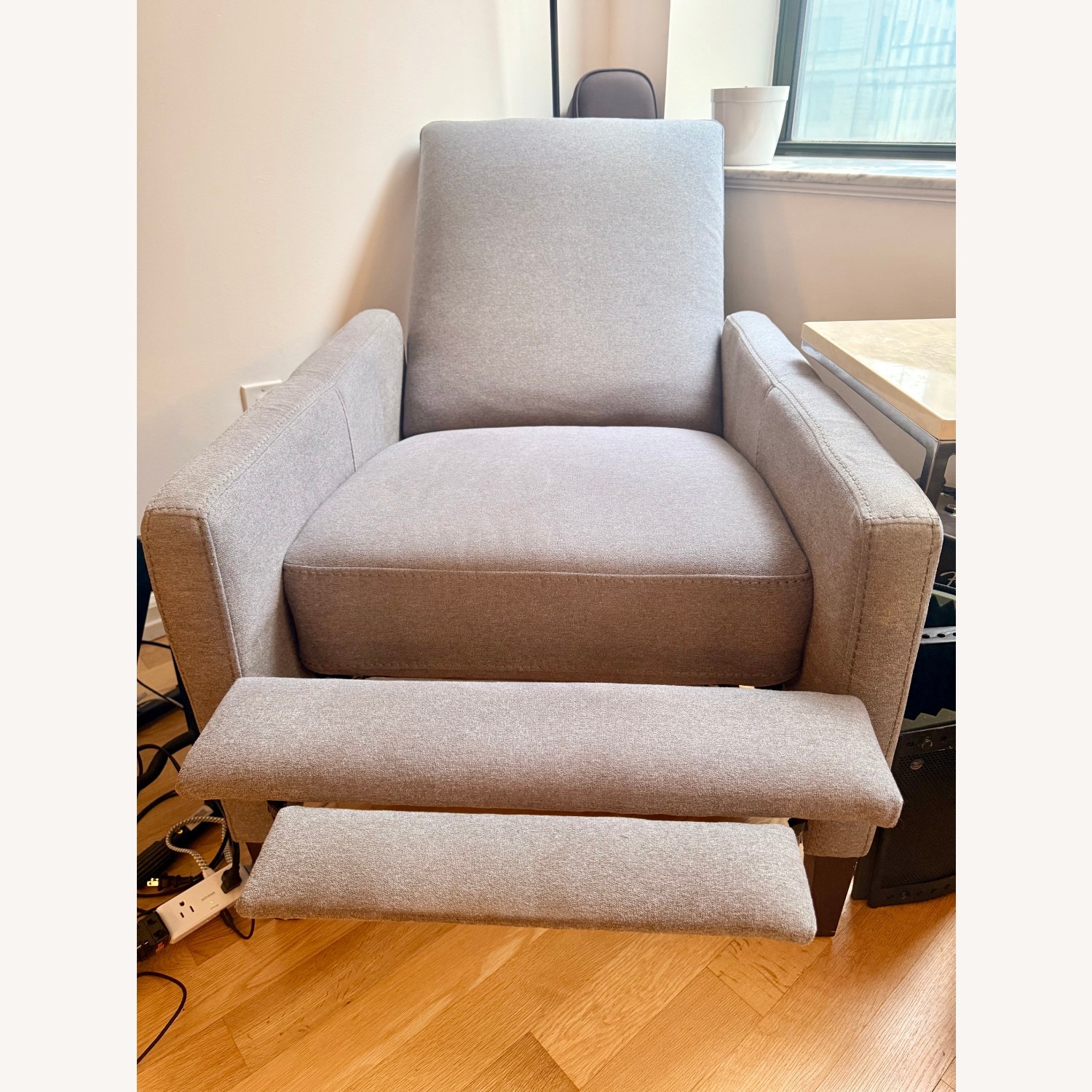 West Elm Push-Back Recliner Gray Heathered Tweed - image-4