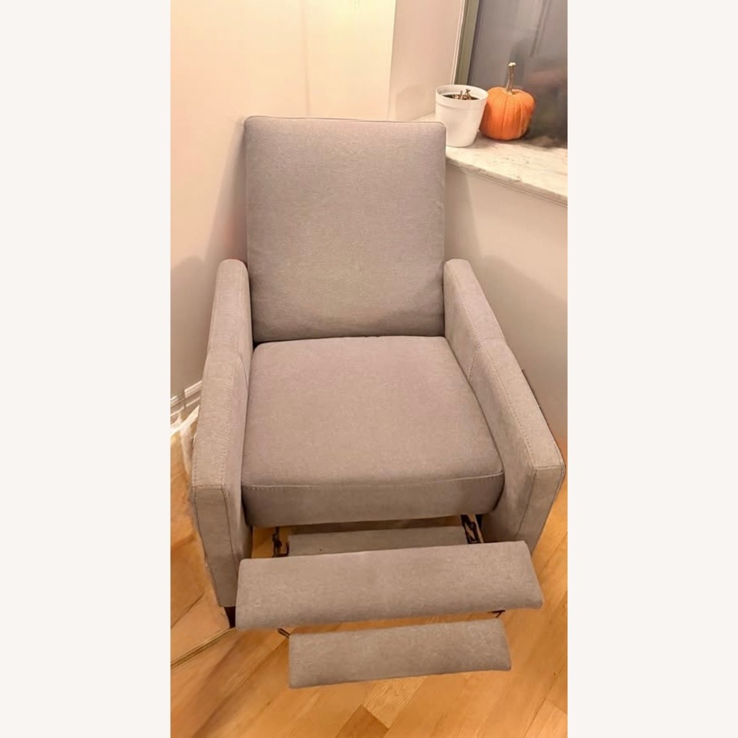 West Elm Push-Back Recliner Gray Heathered Tweed - image-2