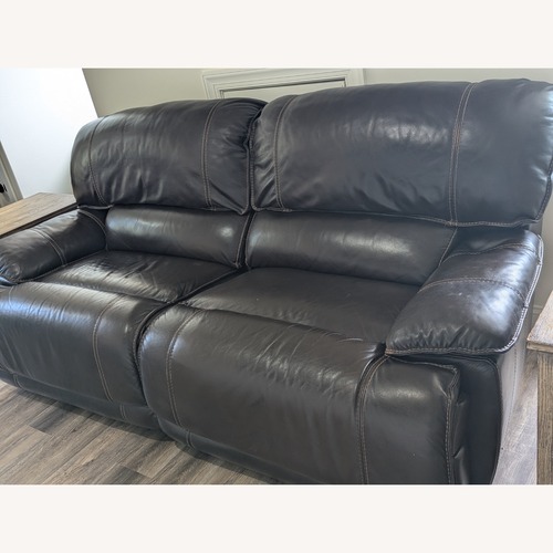 Used Haverty's Maddox Leather Reclining Sofa for sale on AptDeco