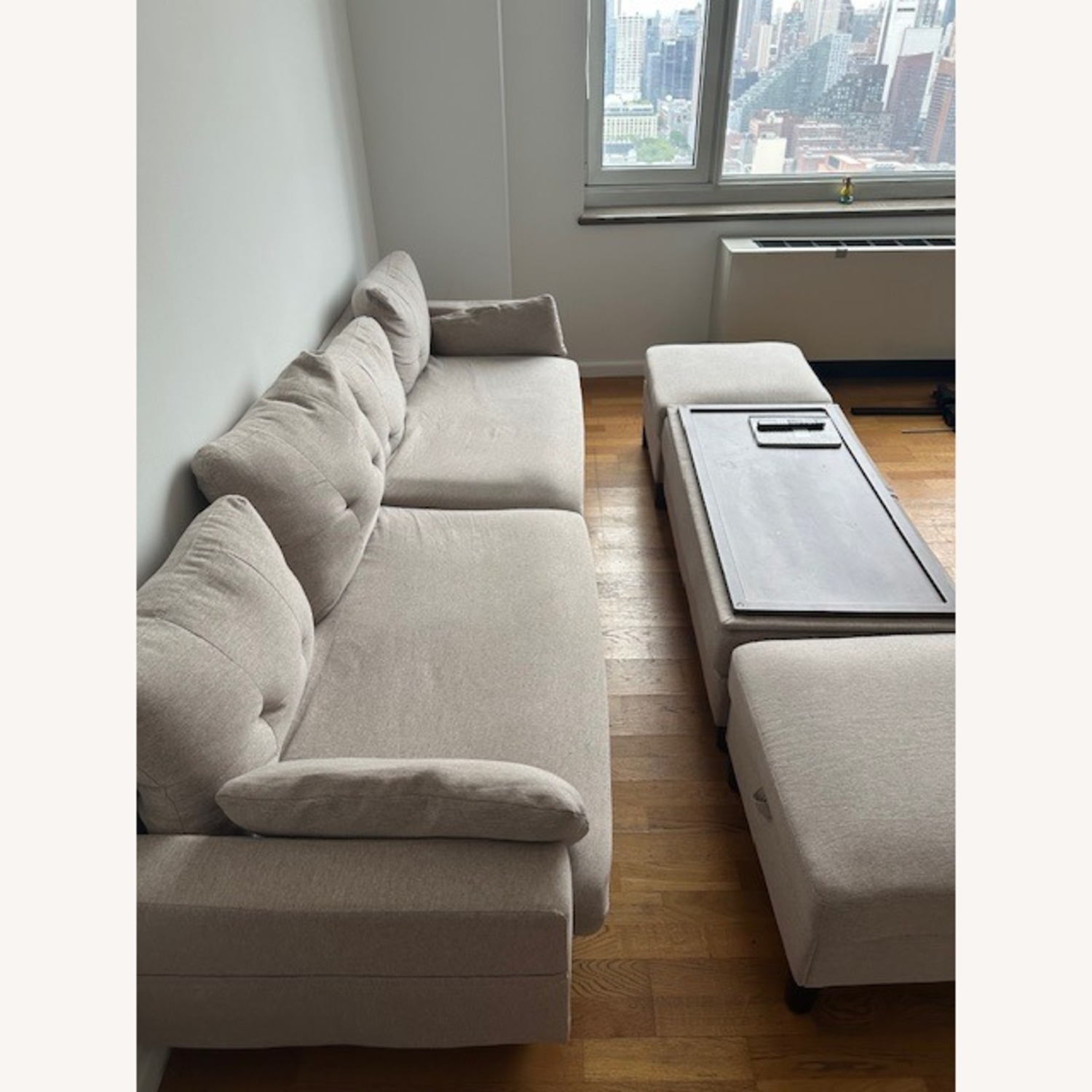 Light Brown Cotton 3+ Seater Sofa - image-2