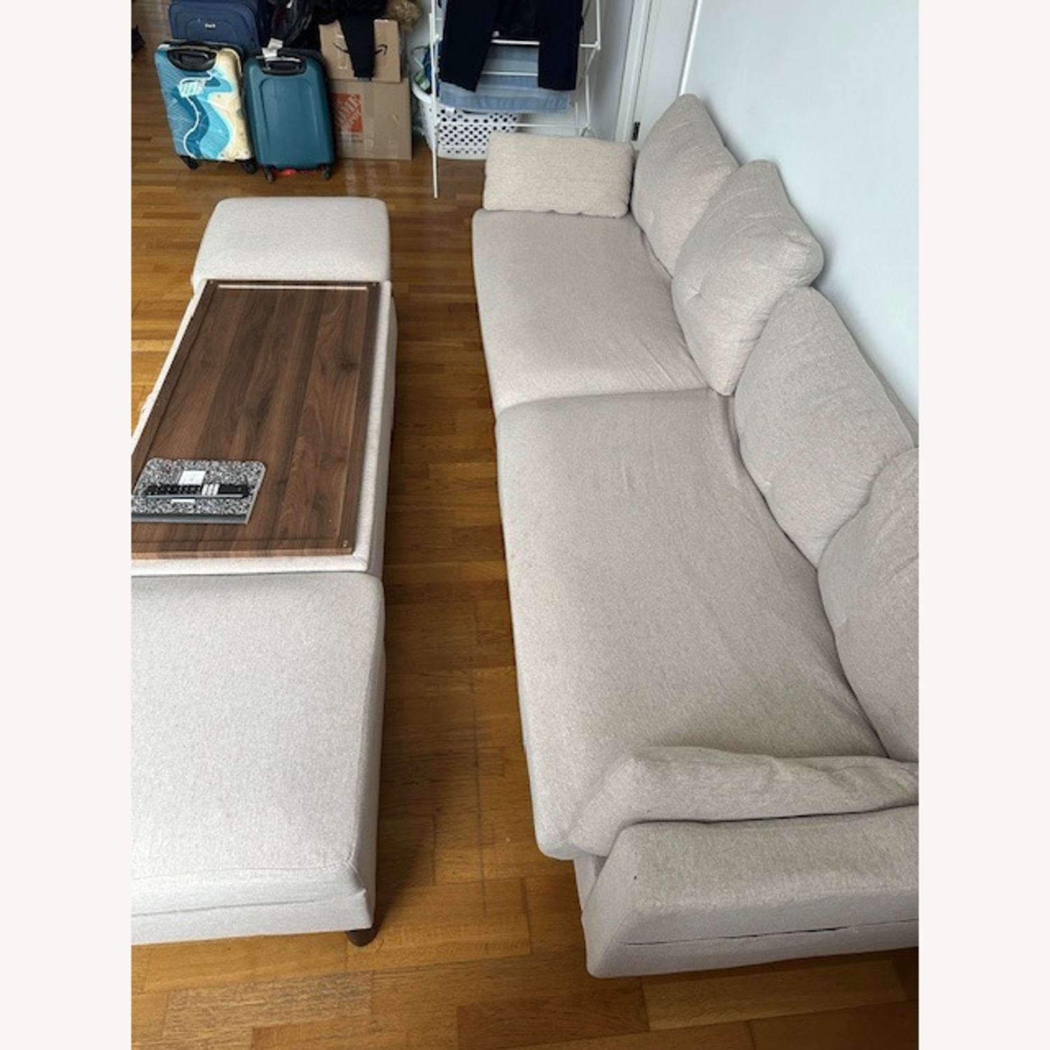 Light Brown Cotton 3+ Seater Sofa - image-3