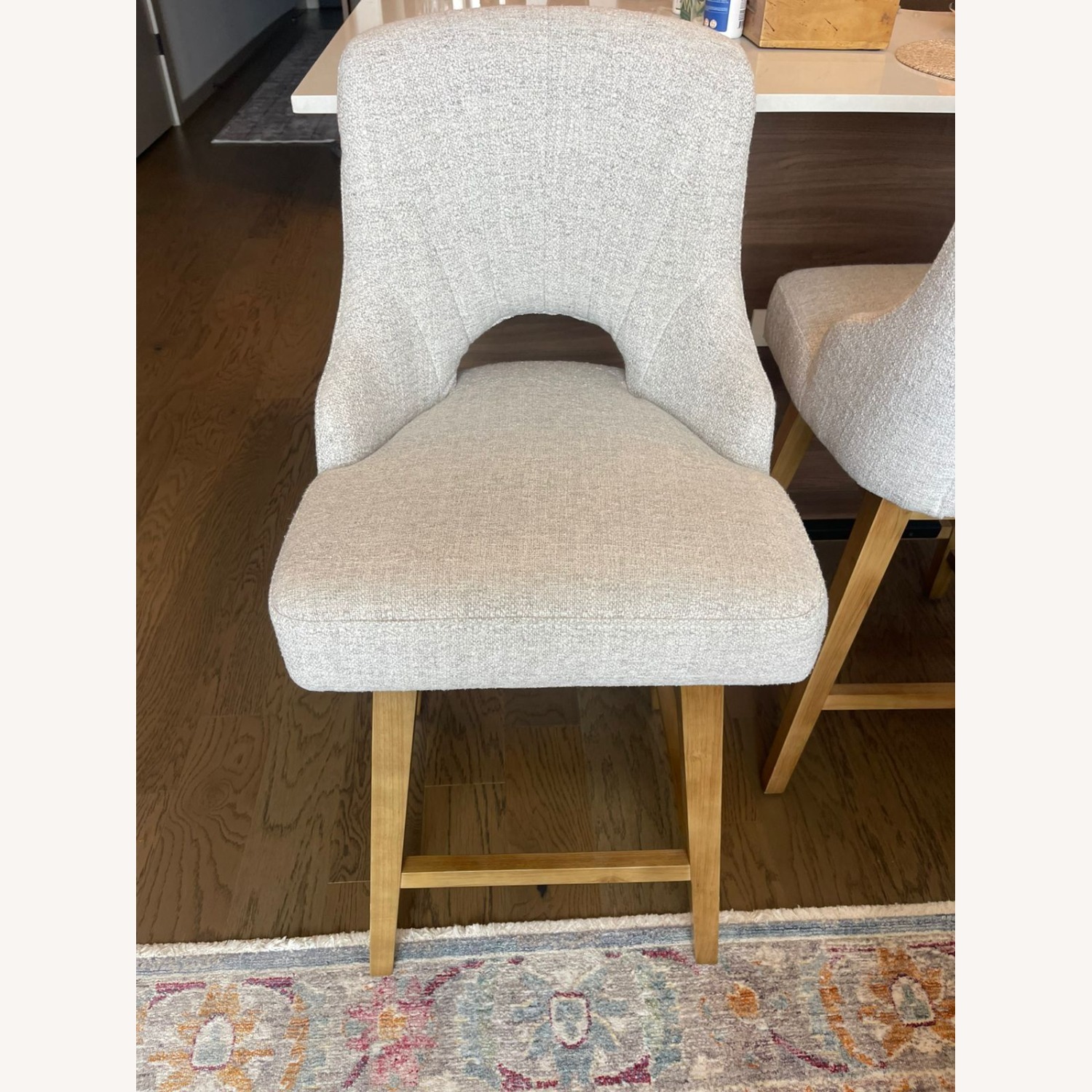 Light Gray Fabric Stools - image-1