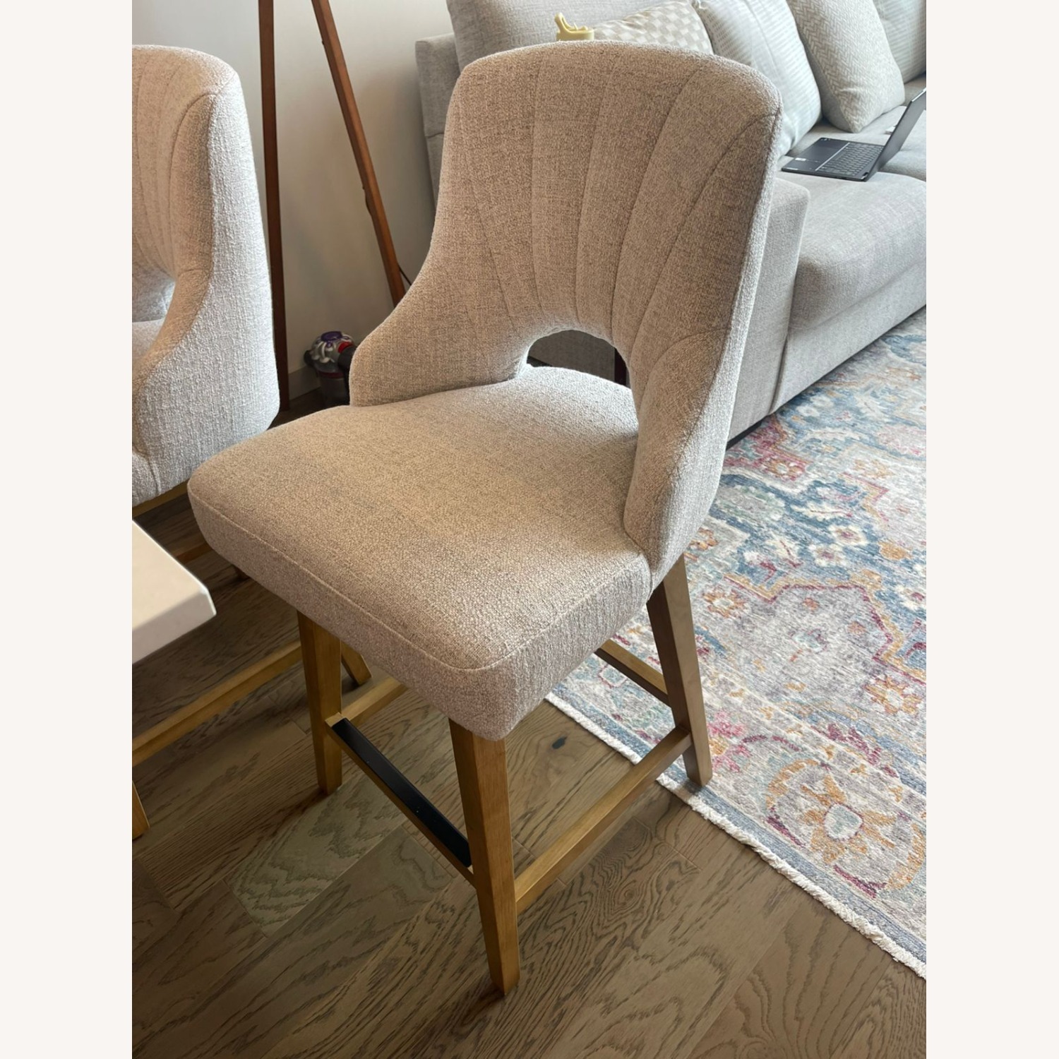 Light Gray Fabric Stools - image-2