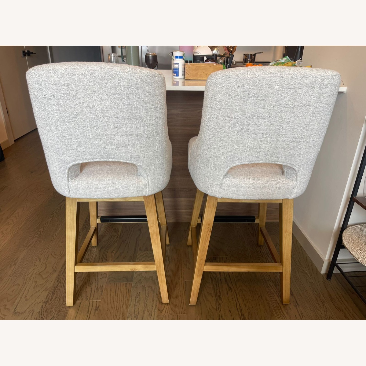 Light Gray Fabric Stools - image-4