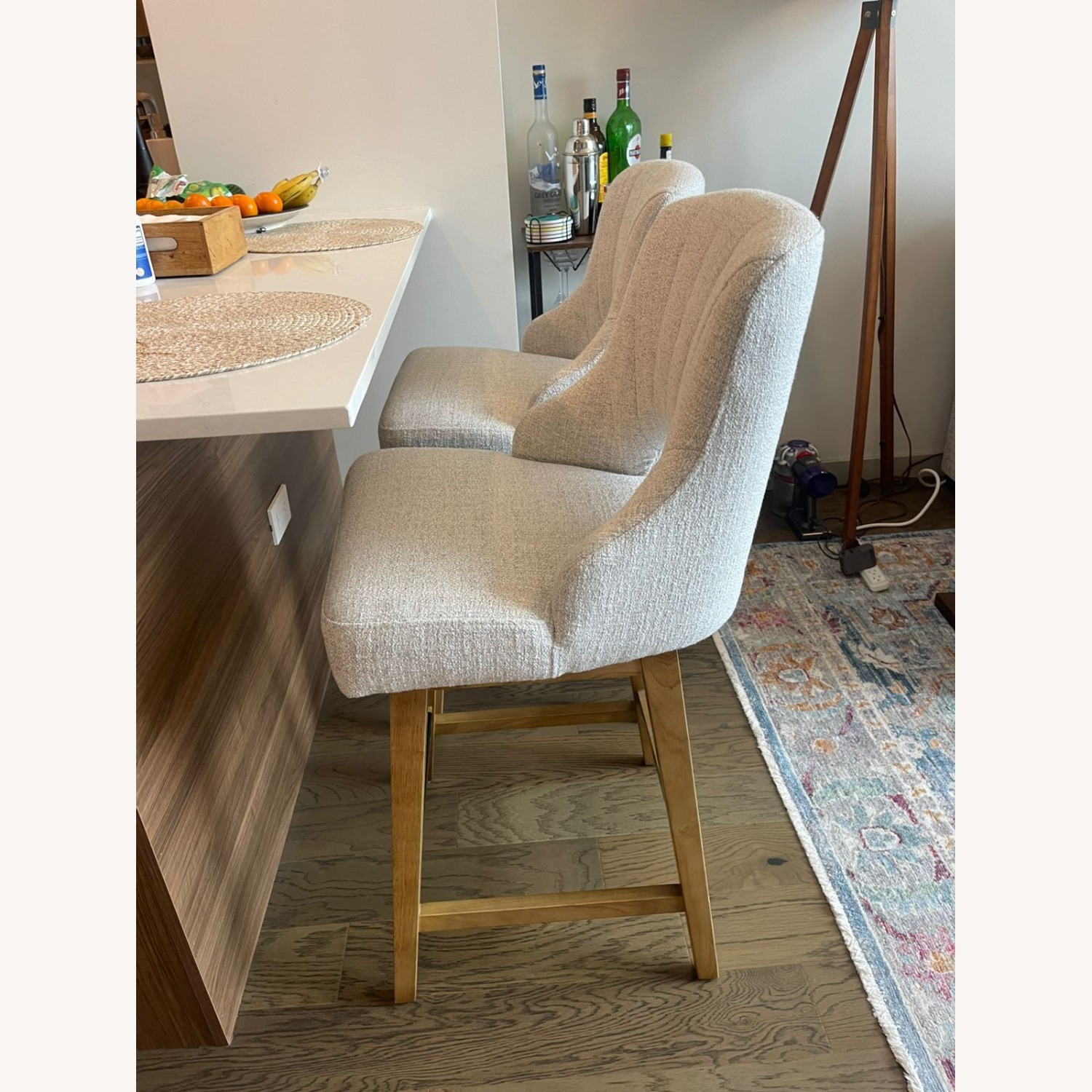 Light Gray Fabric Stools - image-3