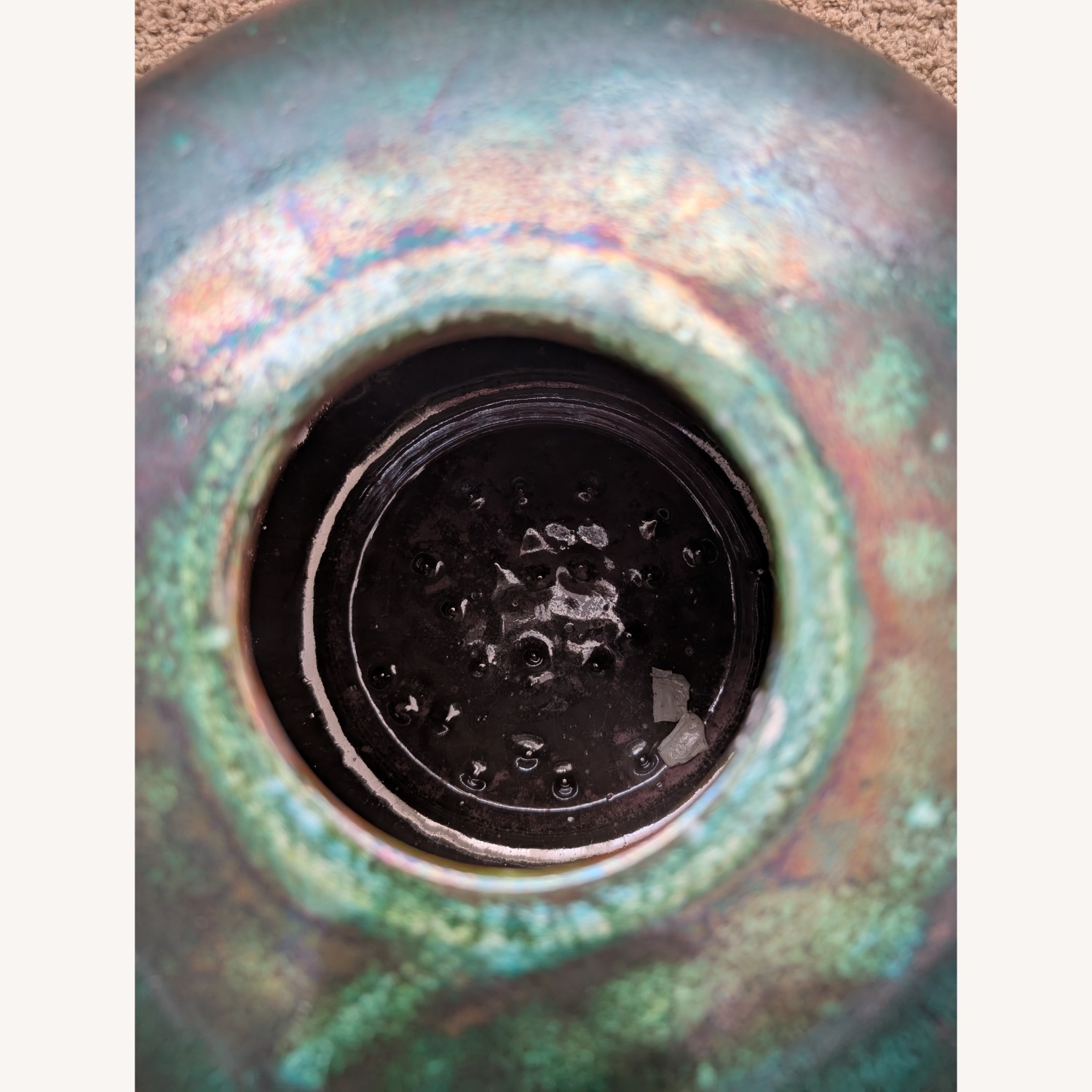 Vintage Raku Ceramic Vase Iridescent  - image-4