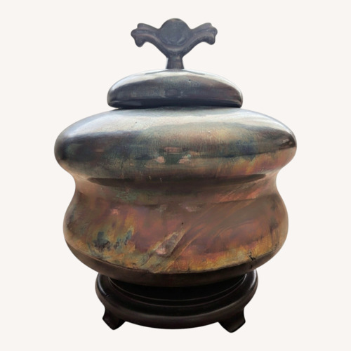 Used Vintage Raku Ceramic Vase Iridescent  for sale on AptDeco
