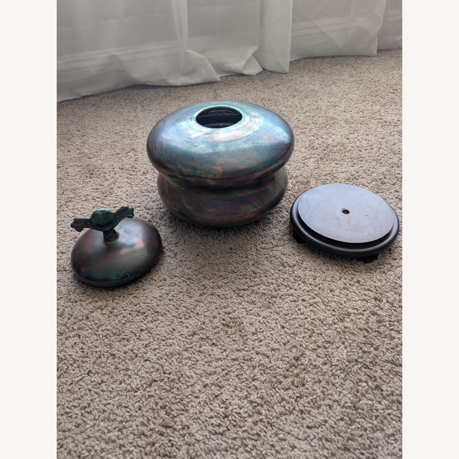 Vintage Raku Ceramic Vase Iridescent  - image-3