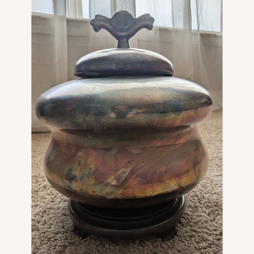 Used Vintage Raku Ceramic Vase Iridescent  for sale on AptDeco