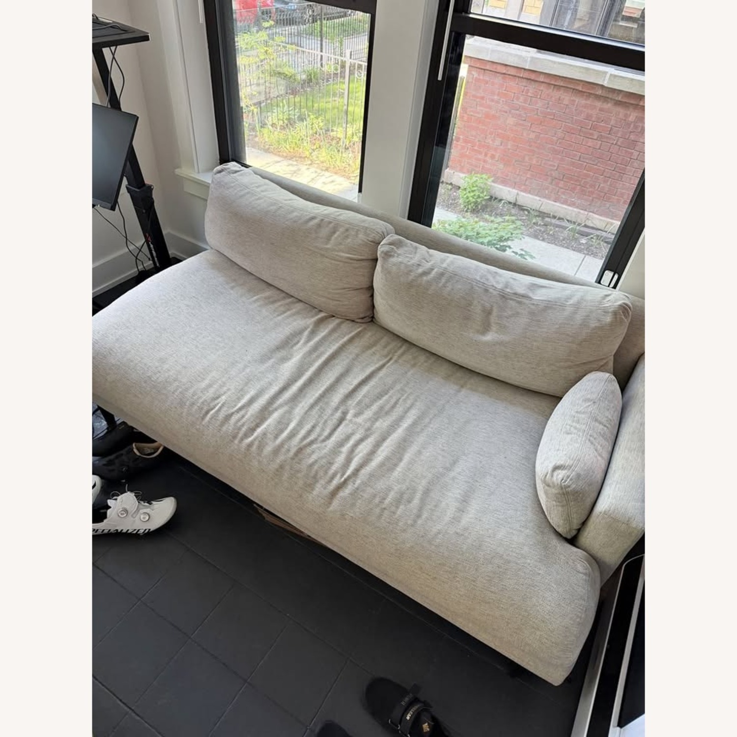 Crate & Barrel Monahan Natural Fabric Loveseat - image-2