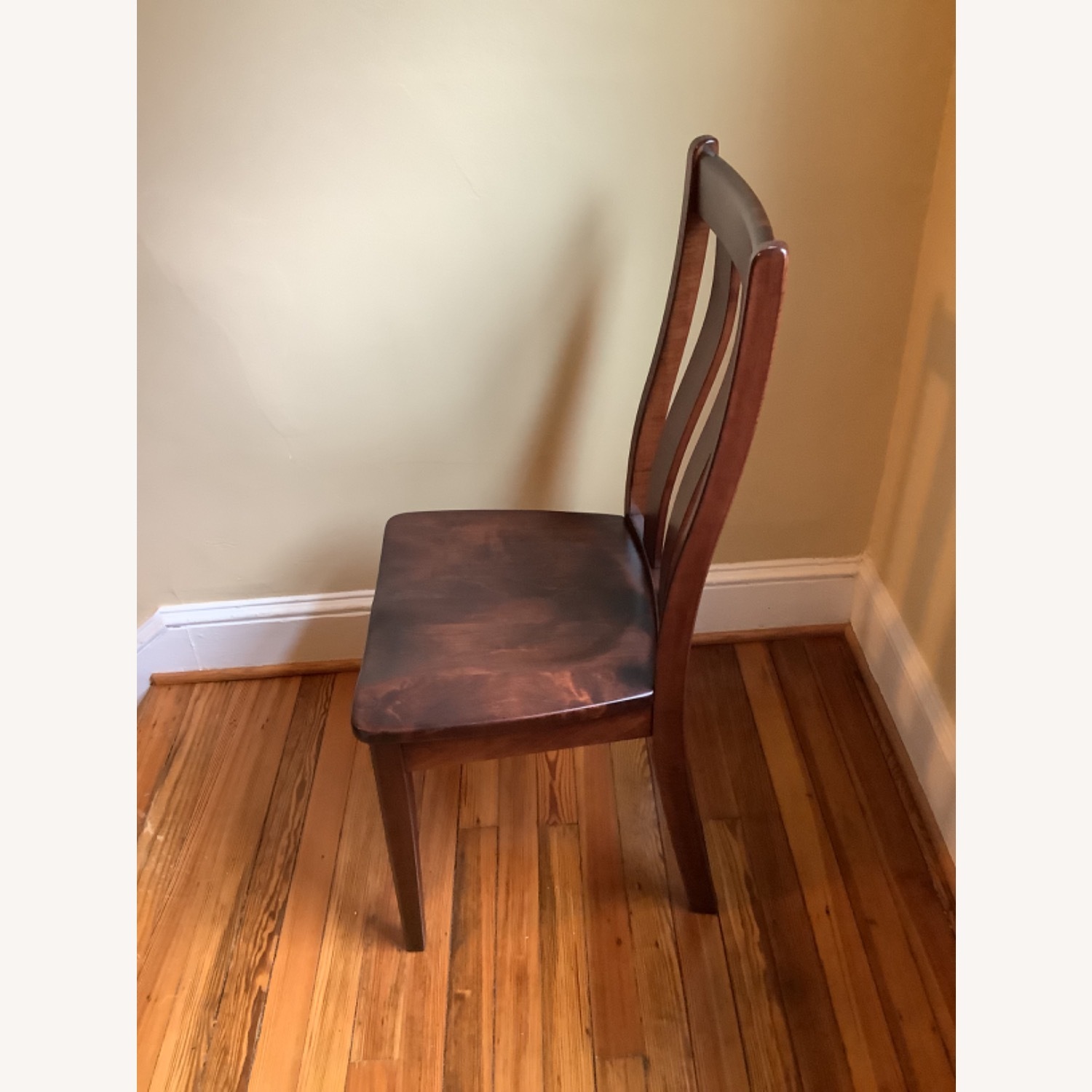 Dark Brown Maple Wood Dining Chairs - image-2