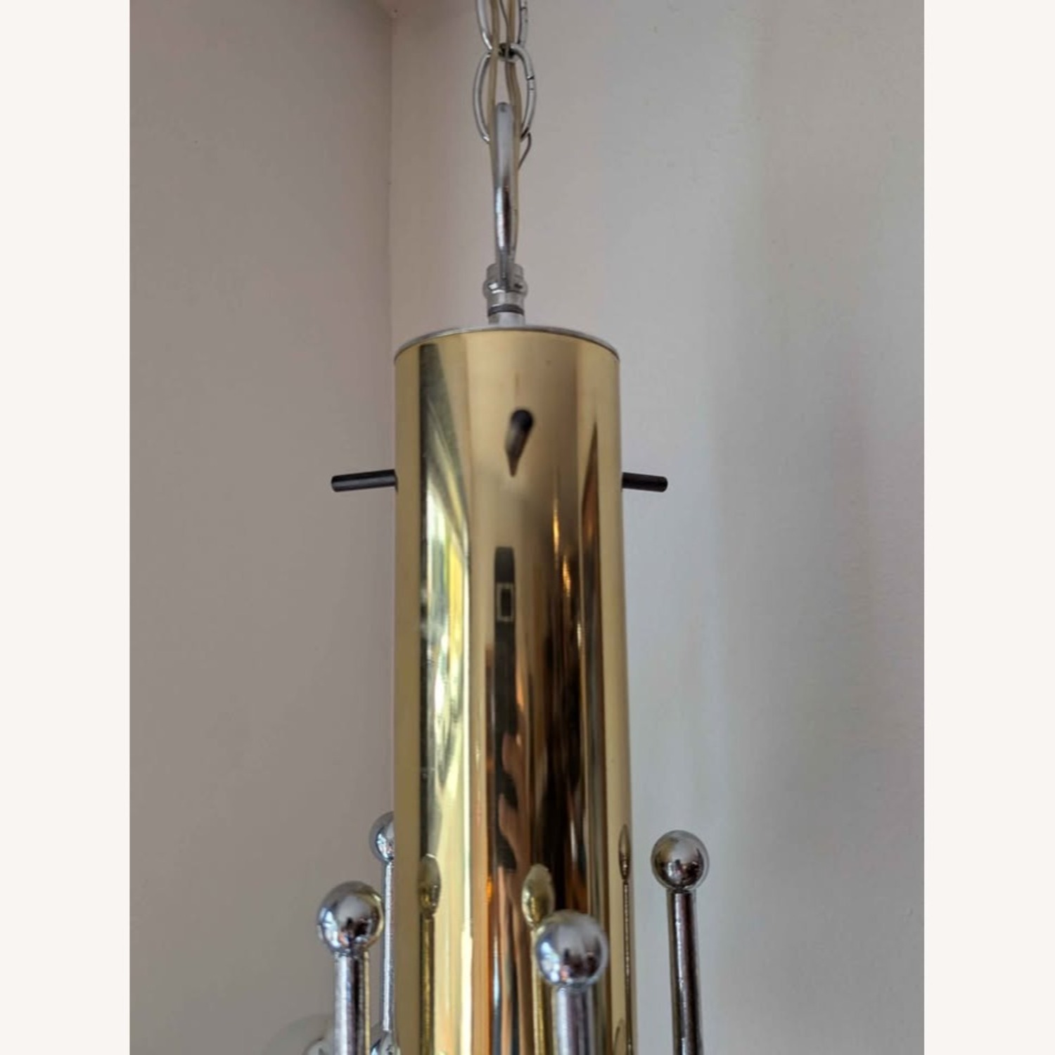 MCM Brass & Chrome Swag Chandelier LA Lighting - image-6