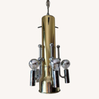 MCM Brass & Chrome Swag Chandelier LA Lighting