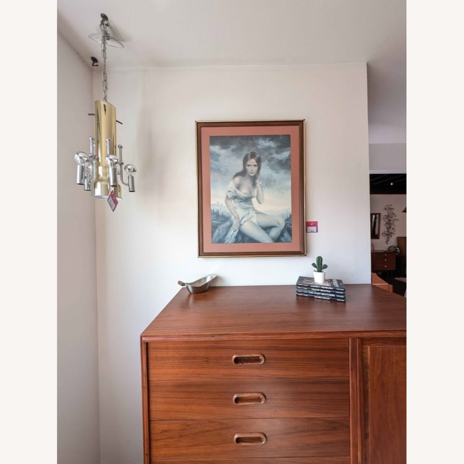 MCM Brass & Chrome Swag Chandelier LA Lighting - image-2