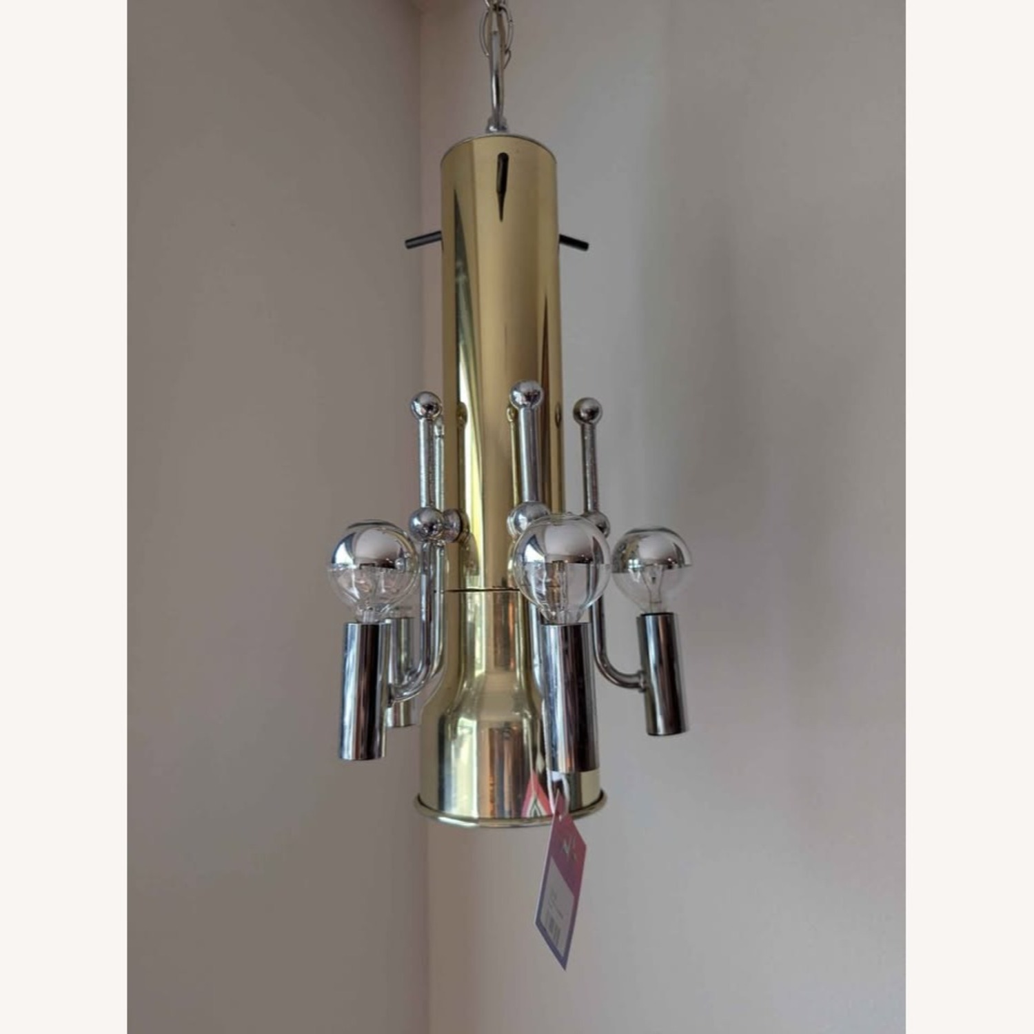 MCM Brass & Chrome Swag Chandelier LA Lighting - image-1