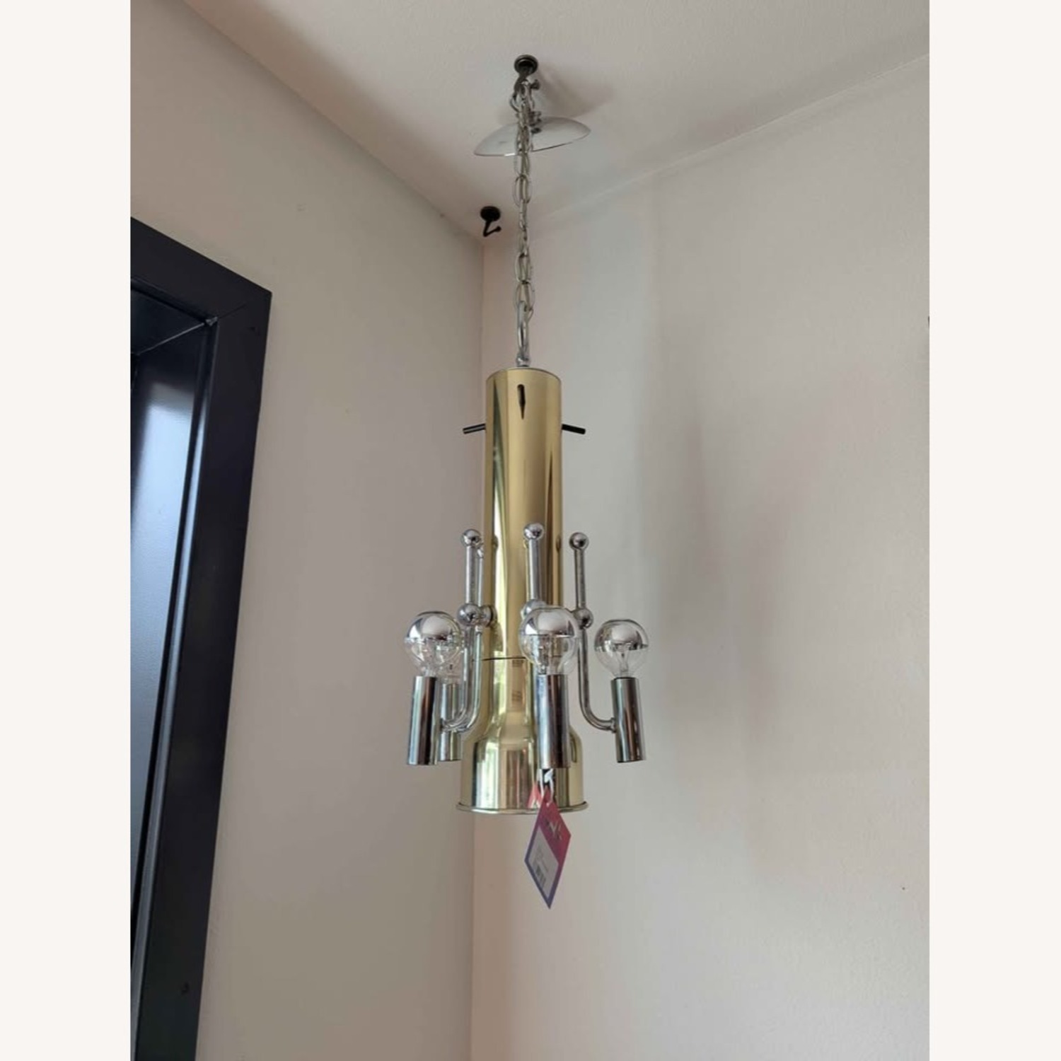 MCM Brass & Chrome Swag Chandelier LA Lighting - image-3