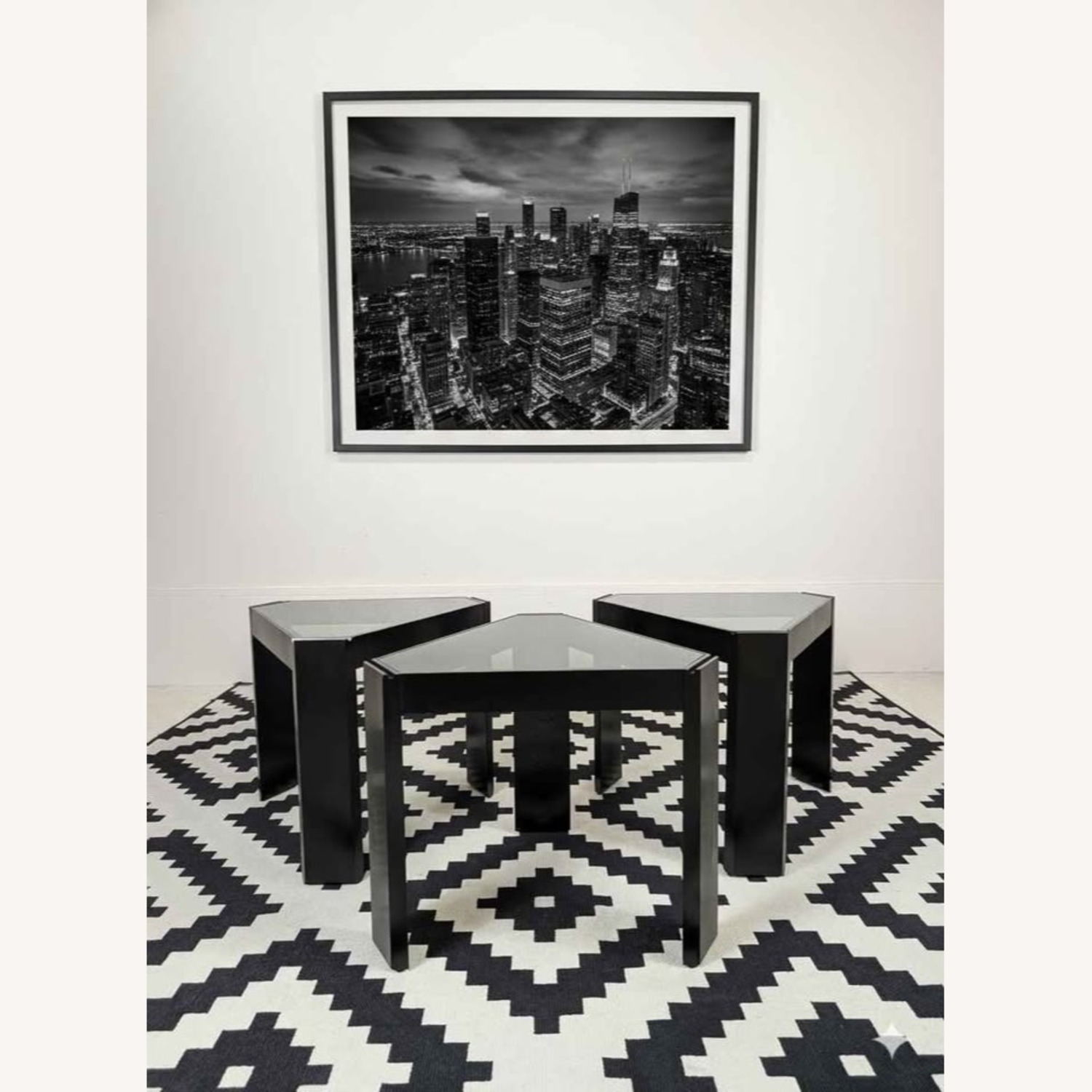 Italian Set Black End Coffee Tables Porada Arredi - image-1
