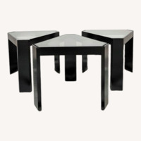 Italian Set Black End Coffee Tables Porada Arredi