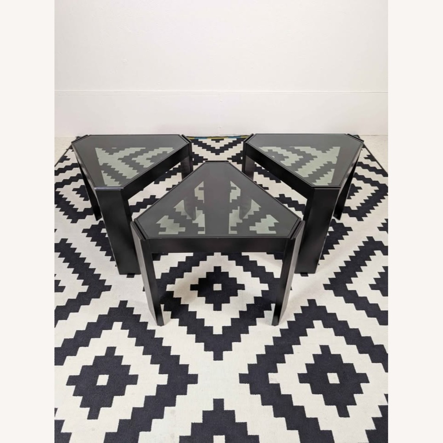 Italian Set Black End Coffee Tables Porada Arredi - image-3