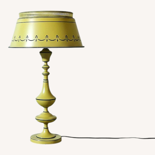 Used Yellow Painted Tole Metal Table Lamp for sale on AptDeco