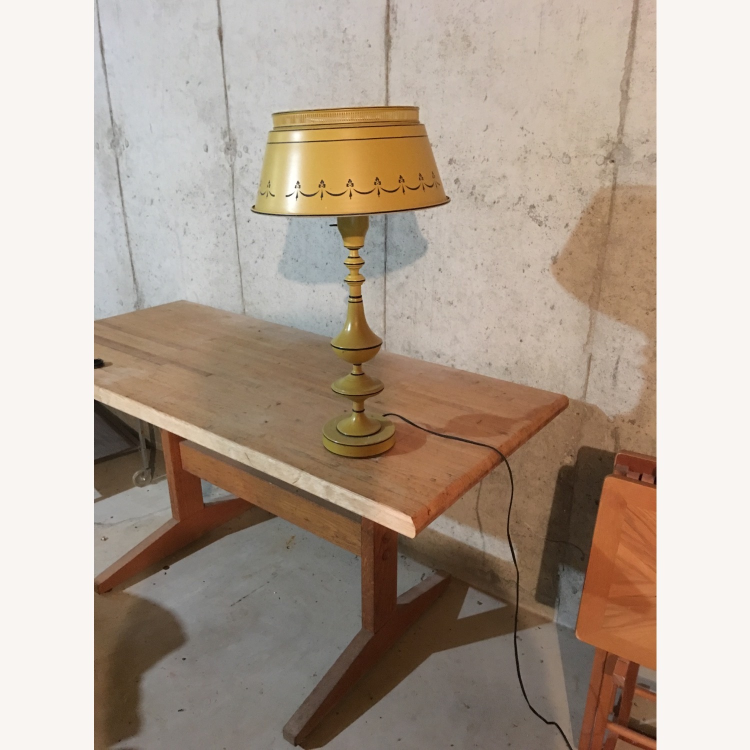 Yellow Painted Tole Metal Table Lamp - image-3