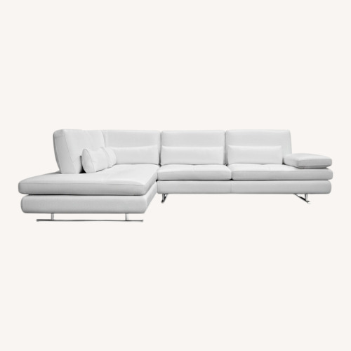 Used White Leather 2 Piece Sectional for sale on AptDeco
