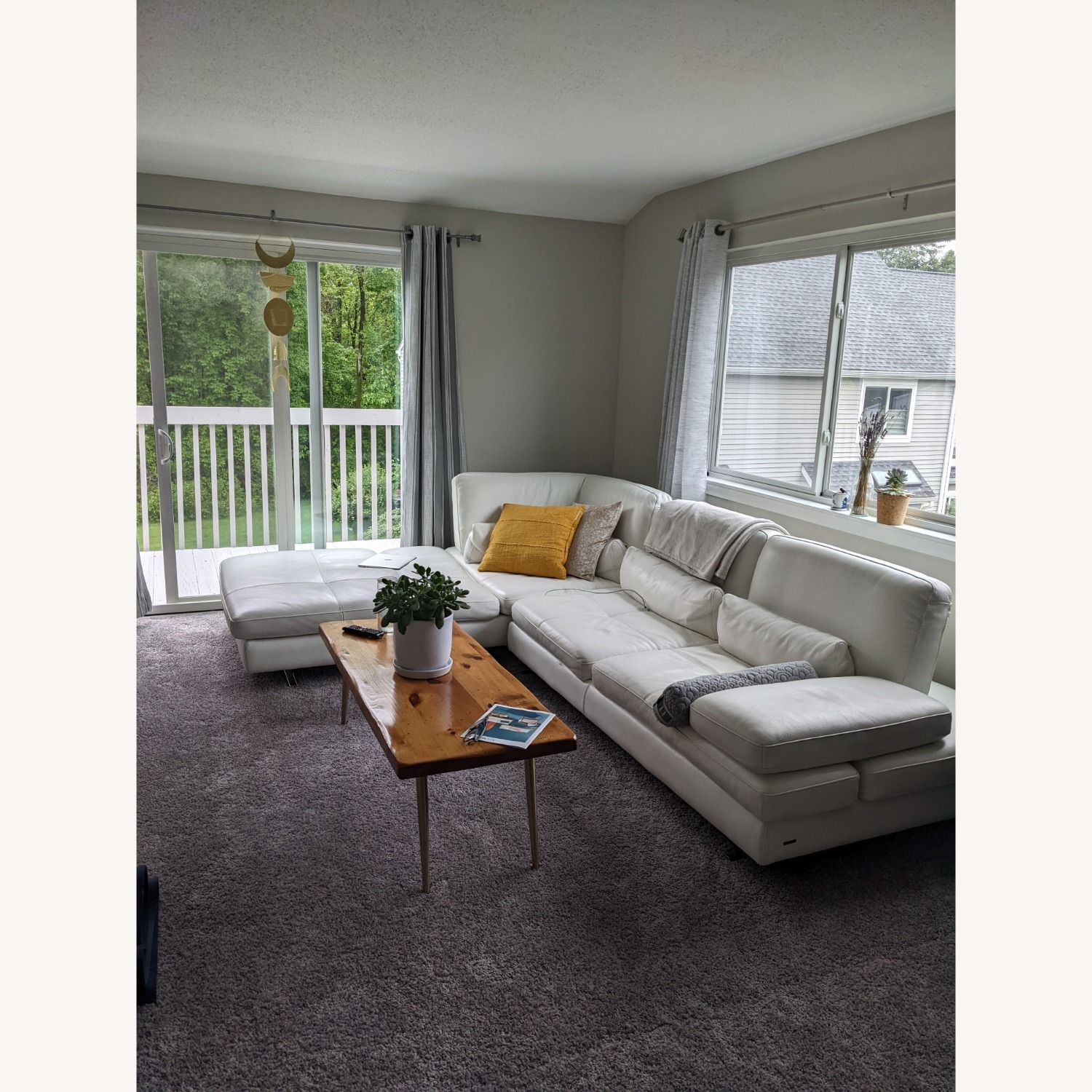 White Leather 2 Piece Sectional - image-3