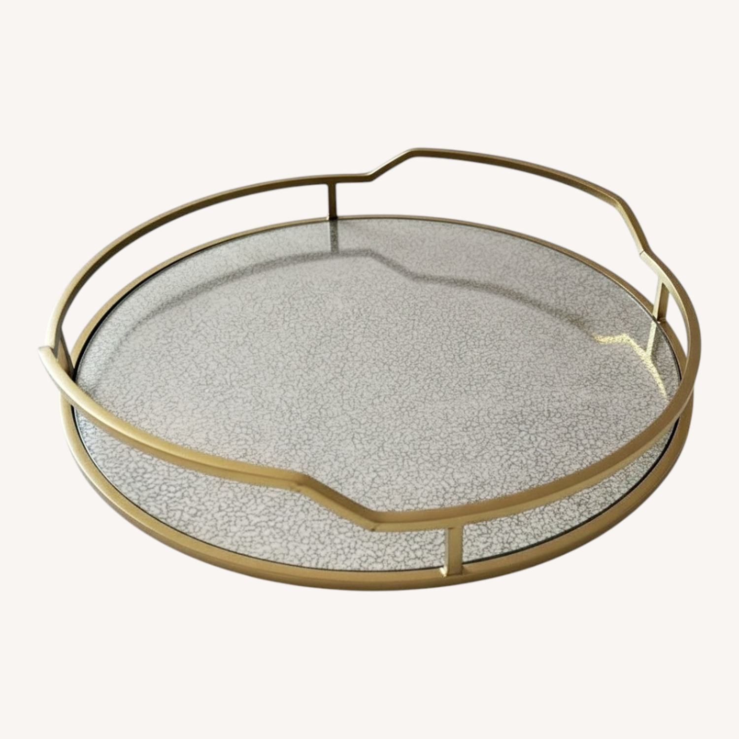 Gold Metal Tray with Mirrored Base - image-0