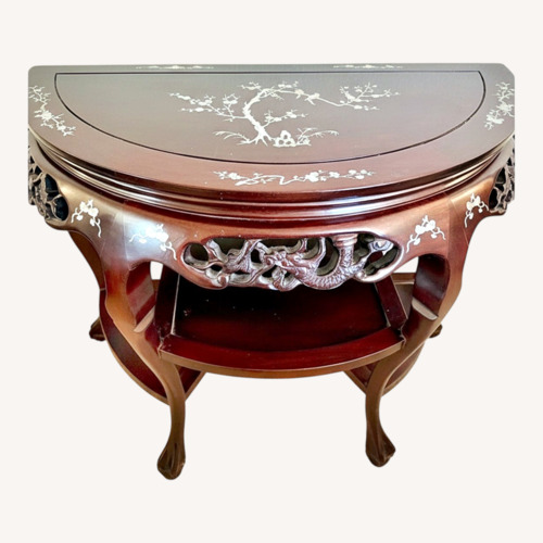 Used Asian Cherry Wood Mother of Pearl Side Table for sale on AptDeco