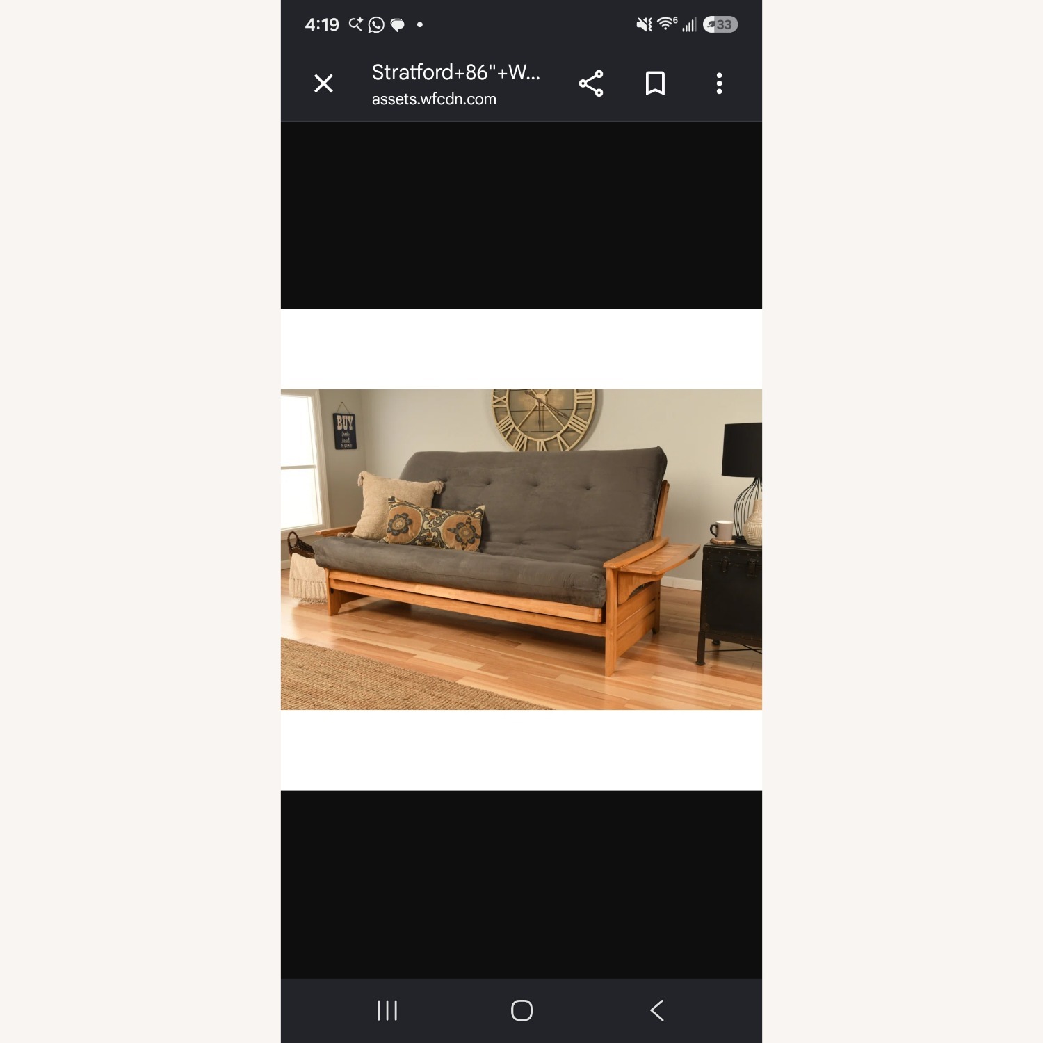 Wayfair Stratford Light Brown Wood Futon - image-1