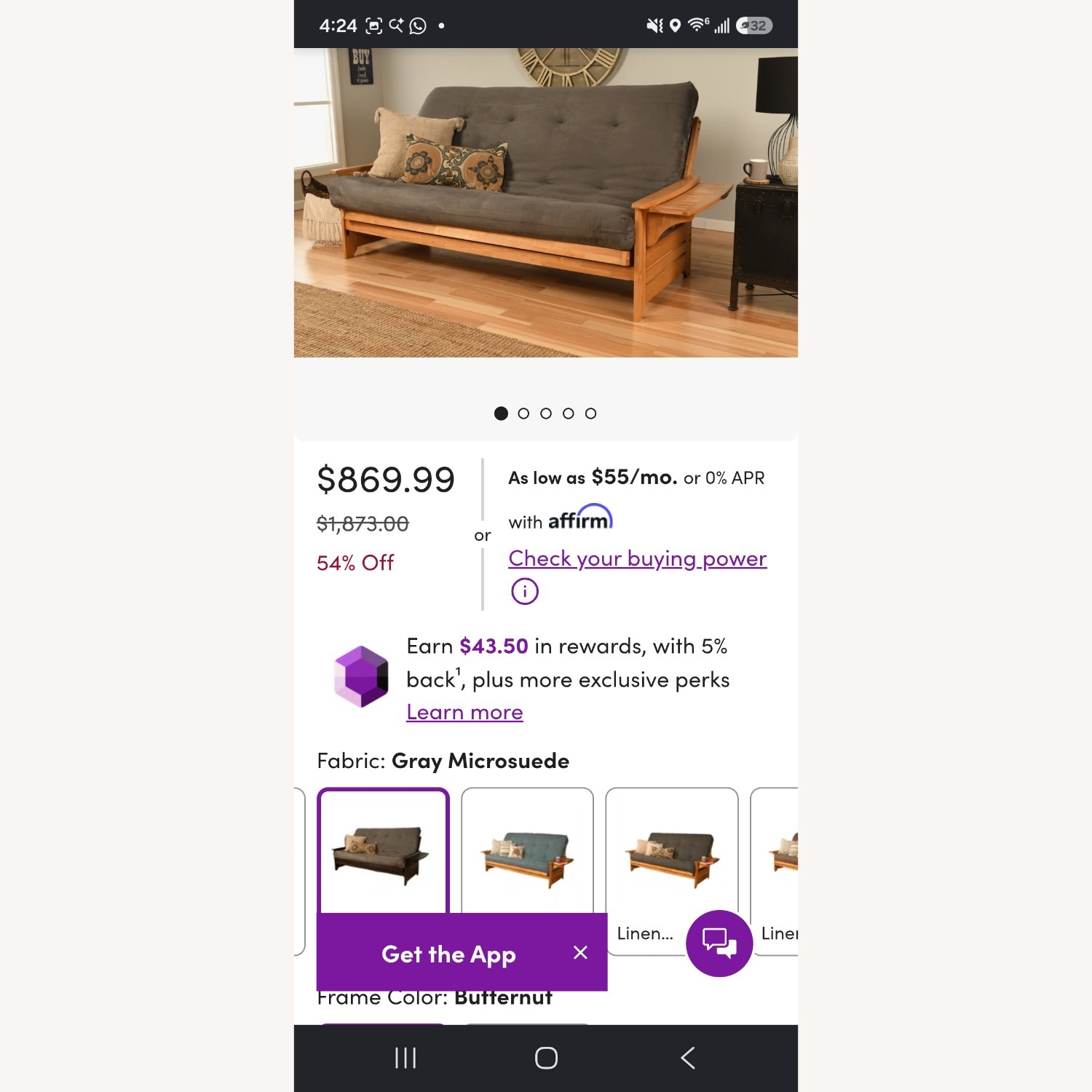 Wayfair Stratford Light Brown Wood Futon - image-3
