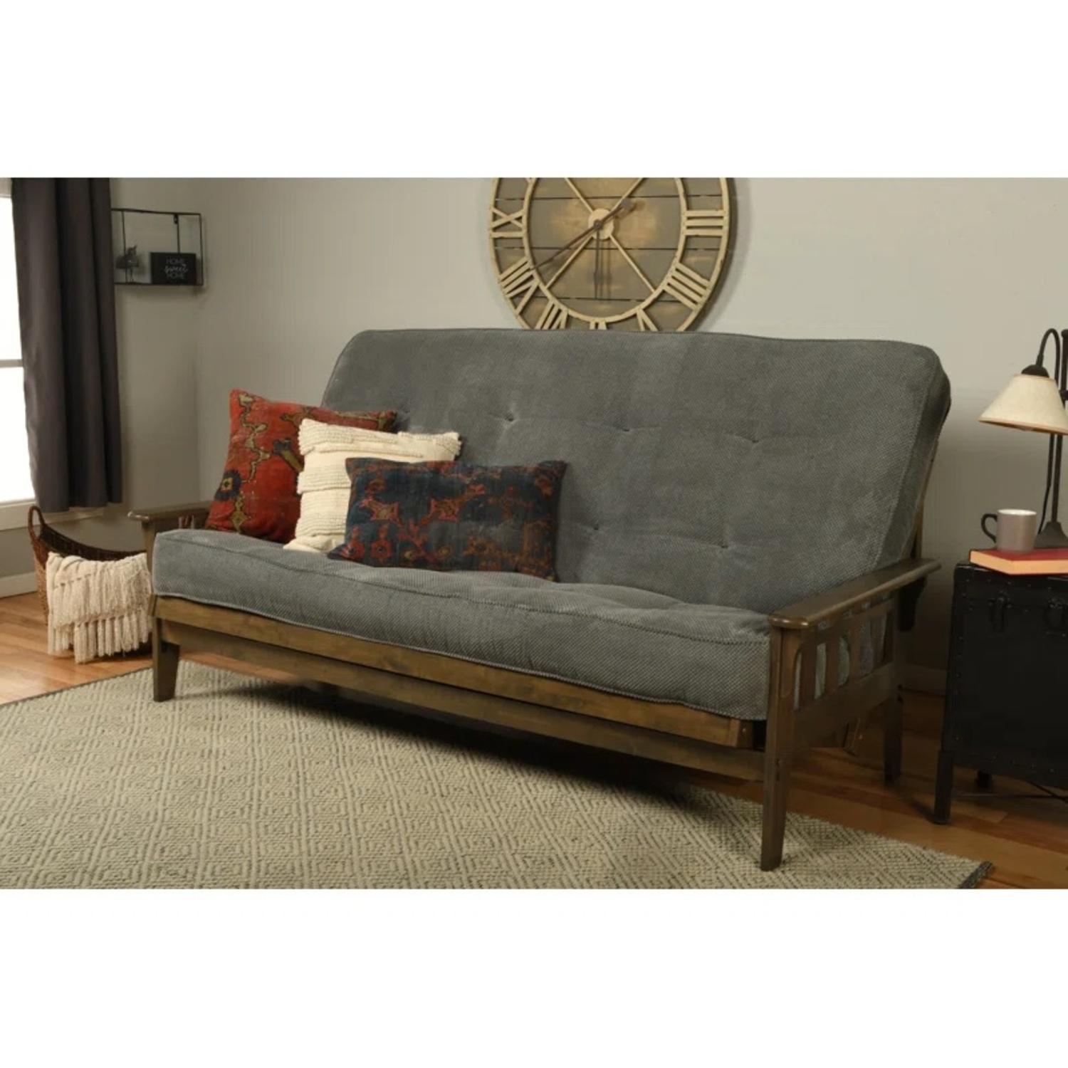 Wayfair Stratford Light Brown Wood Futon - image-5
