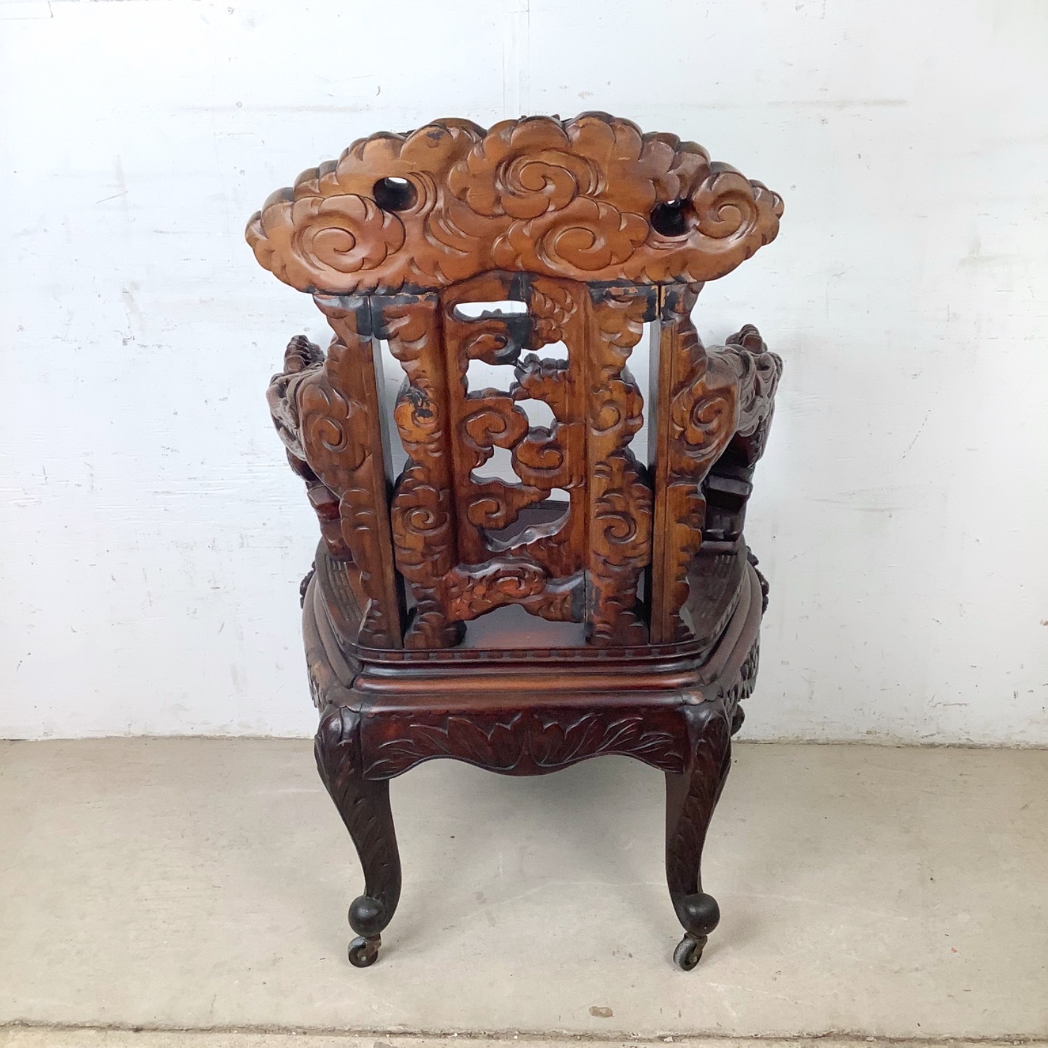 Antique Asian Carved Hardwood Throne Chair - image-16