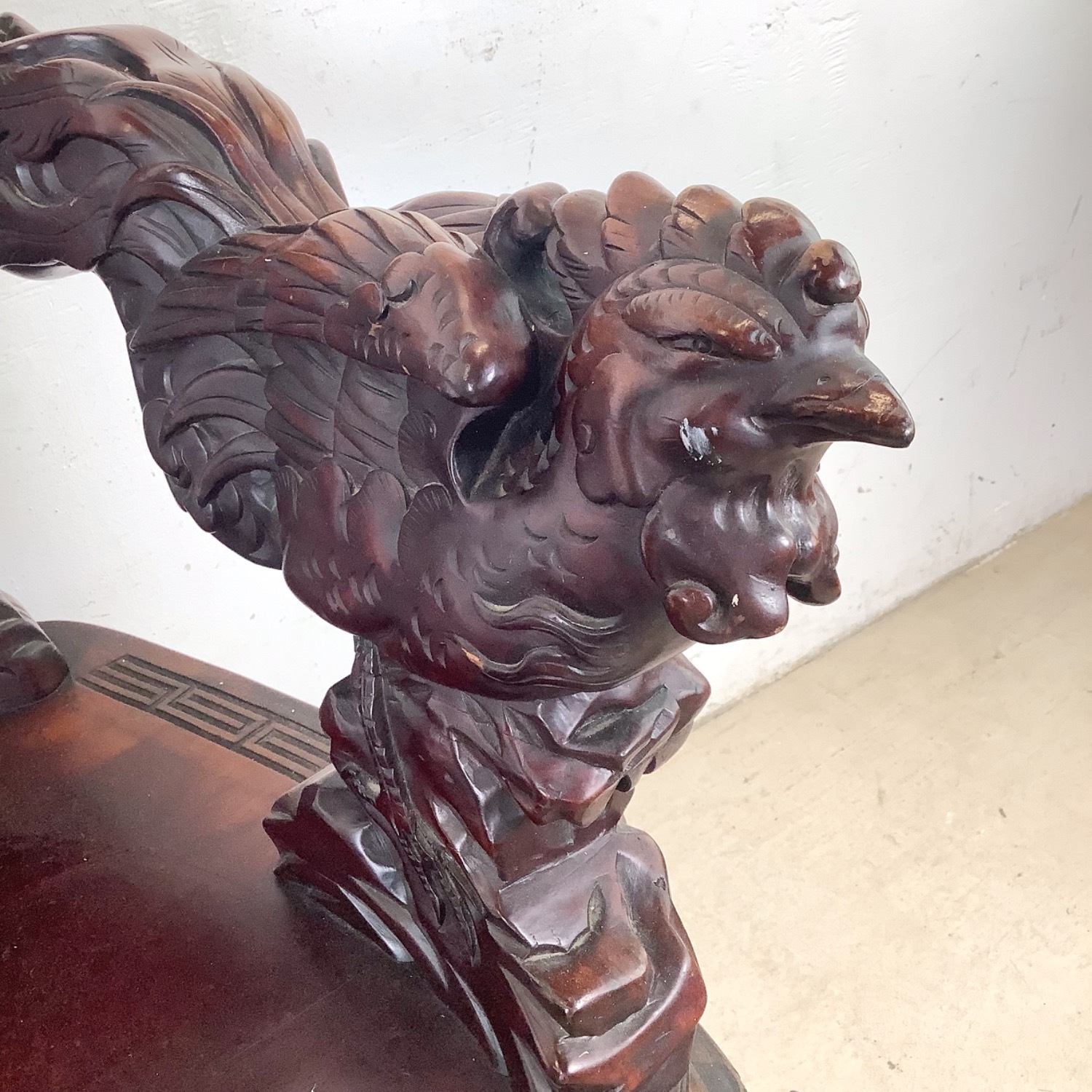 Antique Asian Carved Hardwood Throne Chair - image-10