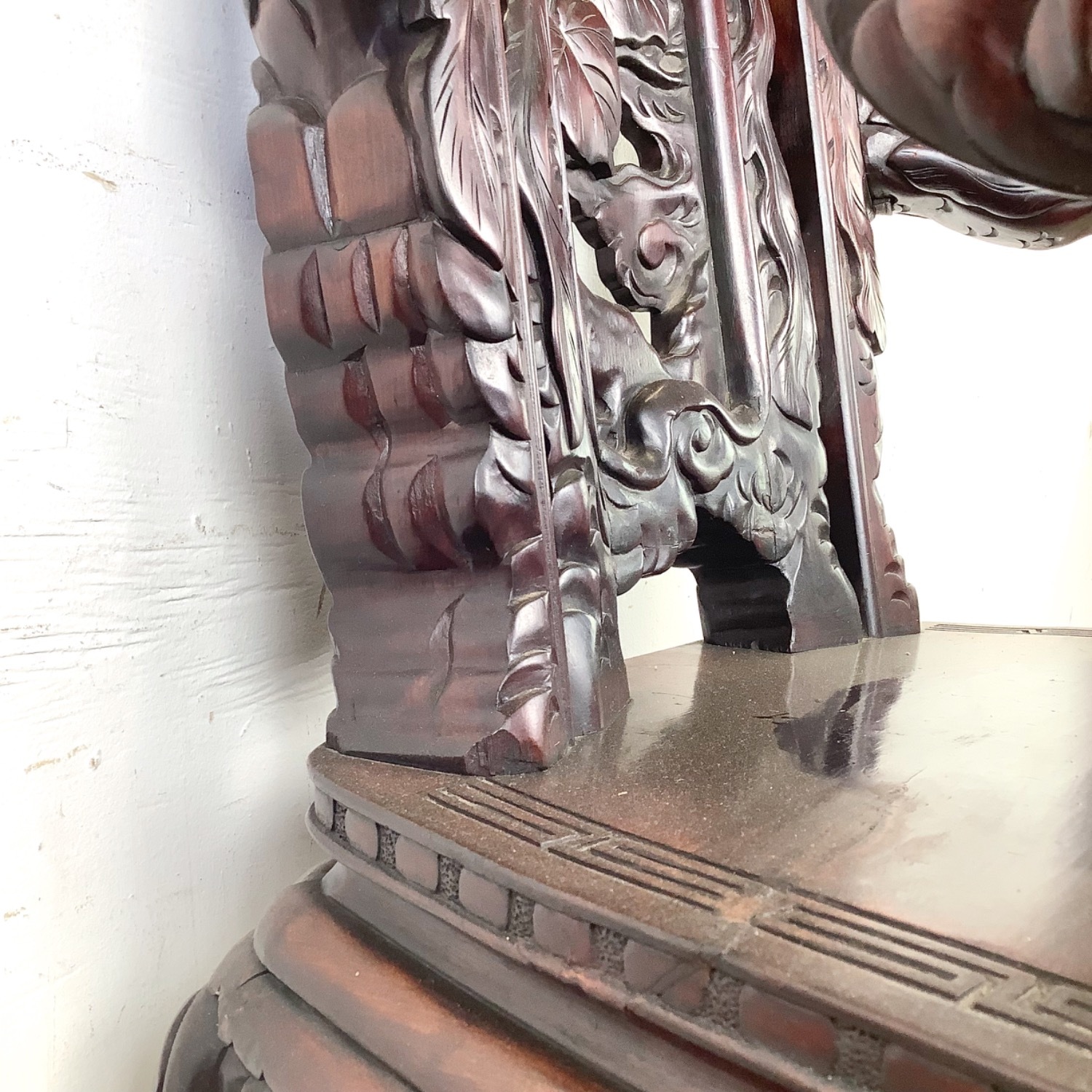 Antique Asian Carved Hardwood Throne Chair - image-15