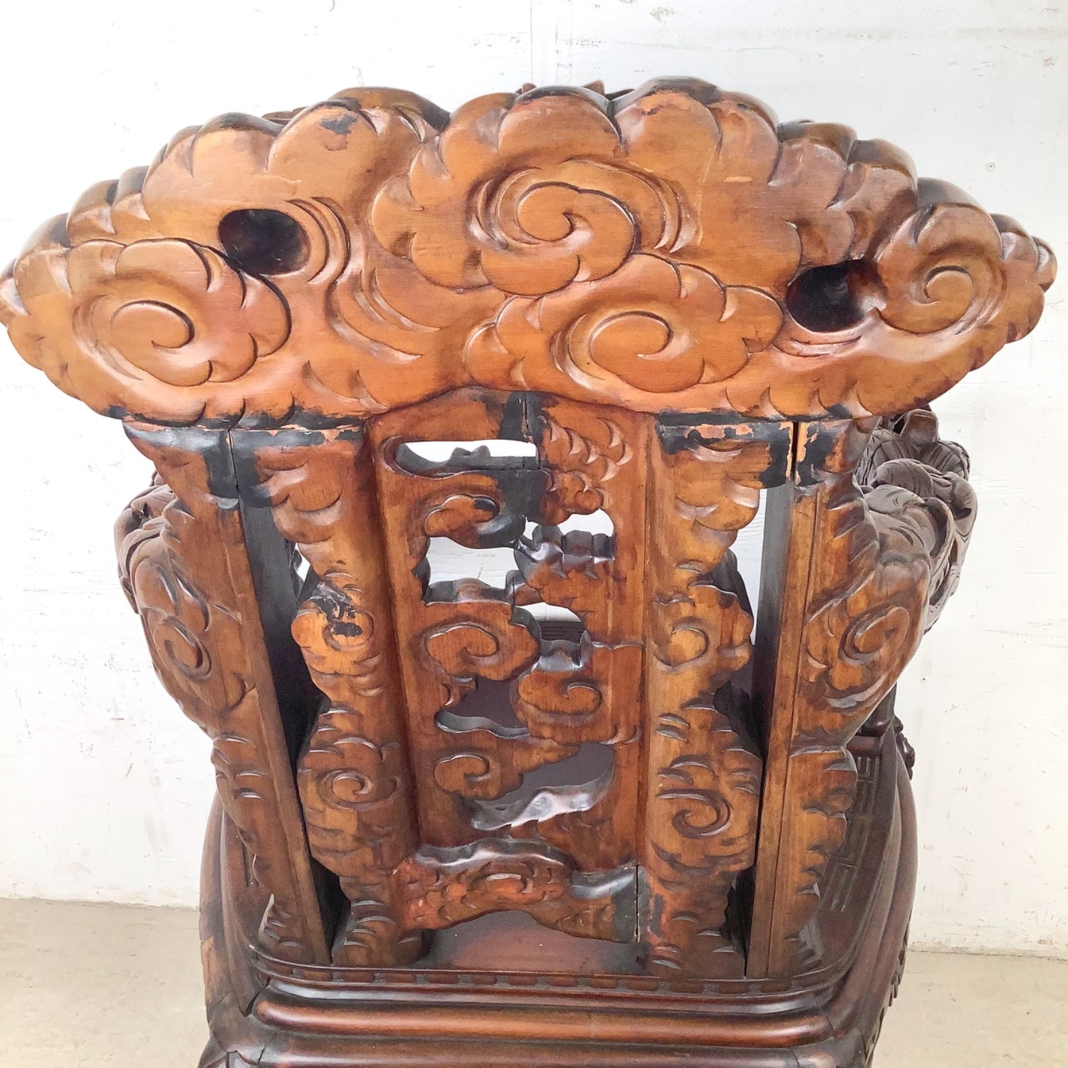 Antique Asian Carved Hardwood Throne Chair - image-21