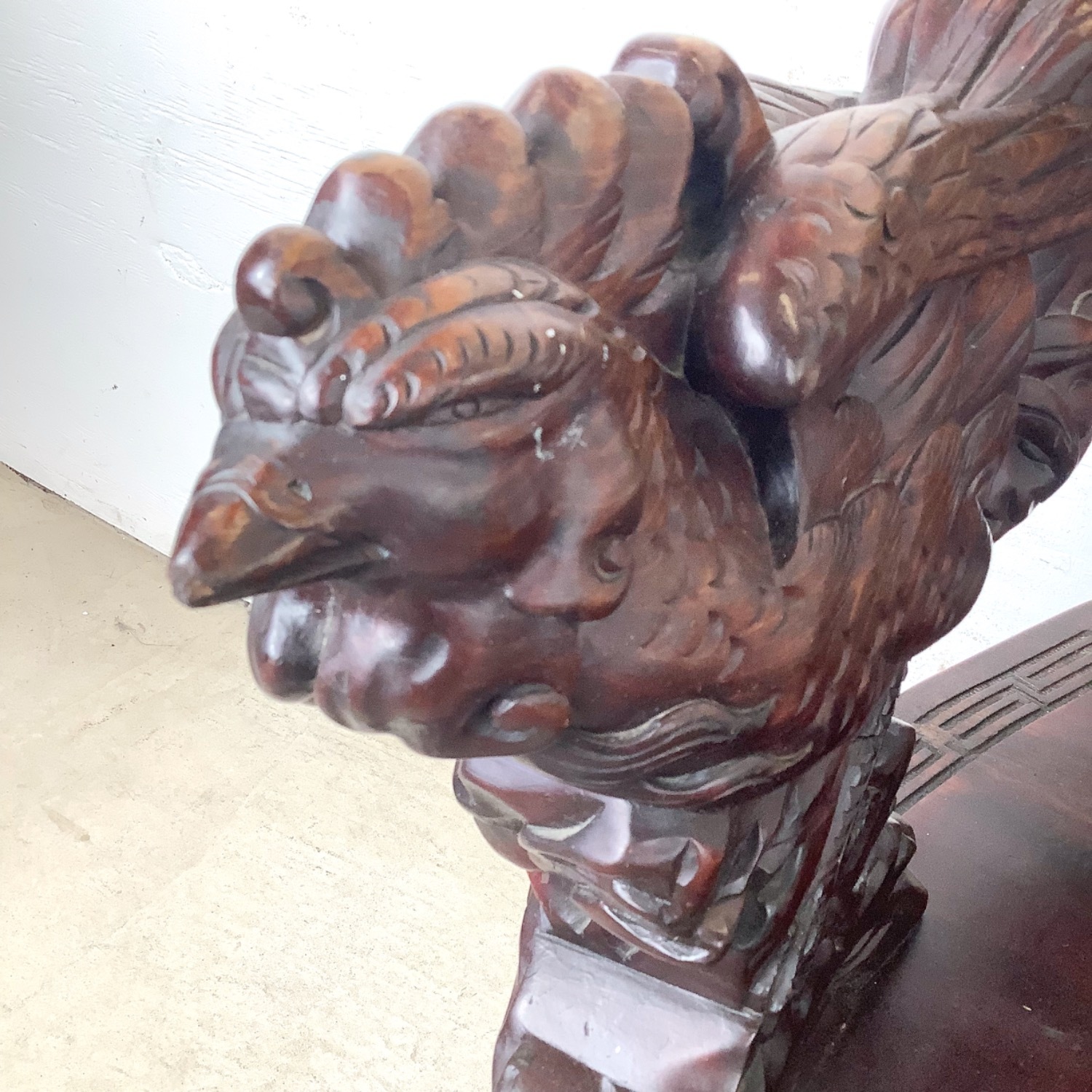 Antique Asian Carved Hardwood Throne Chair - image-8